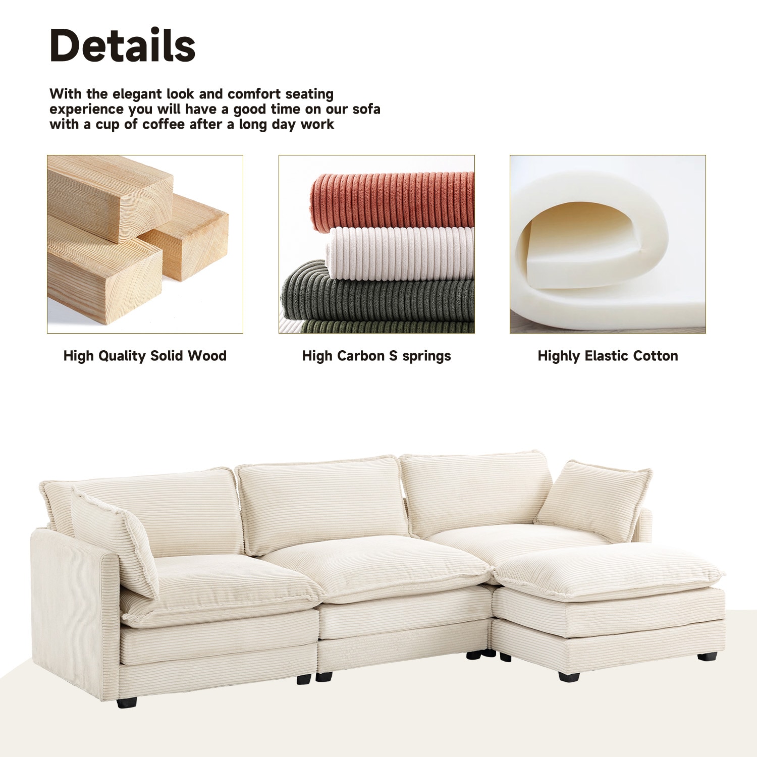 JEAREY JE-XNELD-3-BE Sofas-Loveseats - View #2