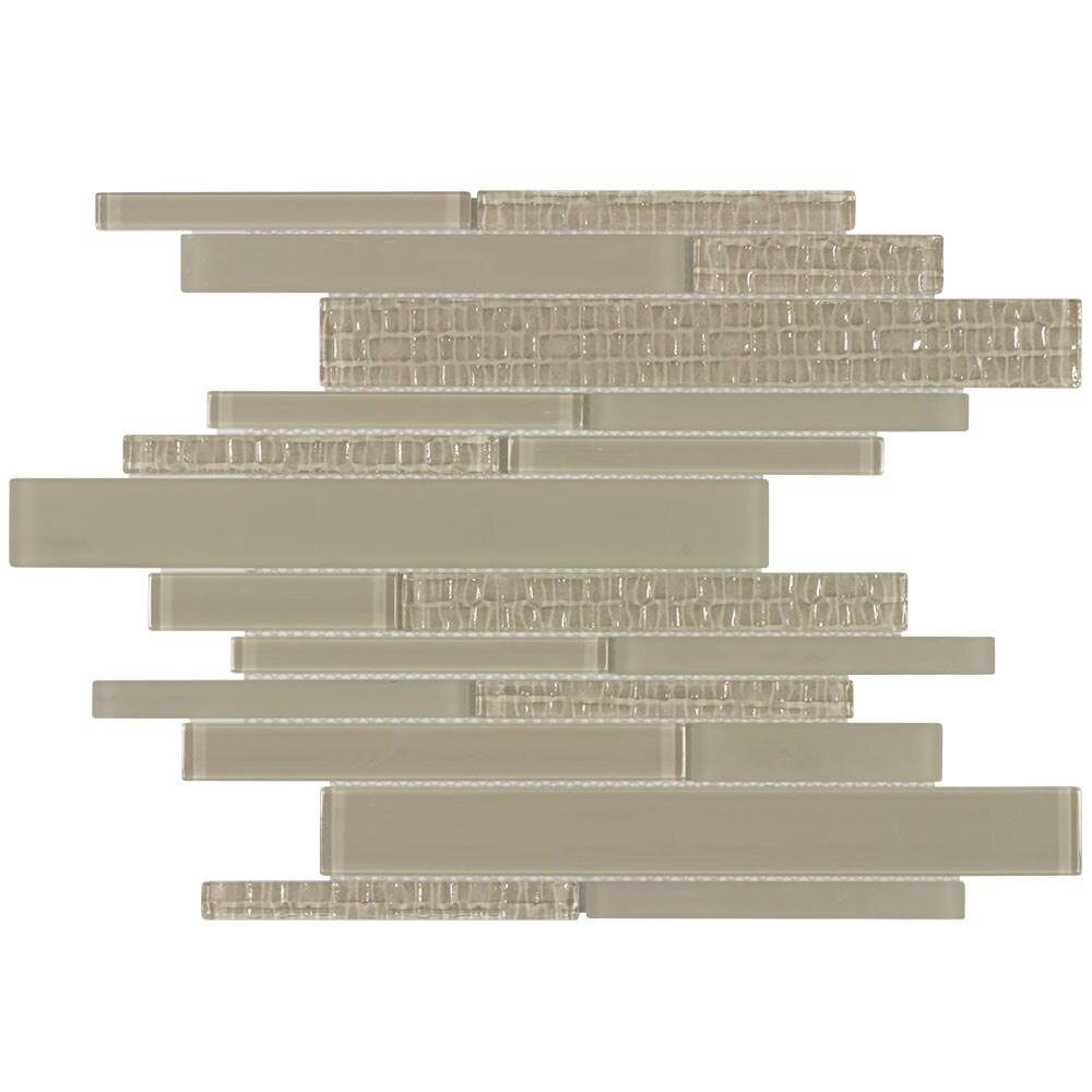 allen + roth SY003BEIG1214 Durium 12-in x 12-in Linen-look Glass Linear Wall Tile
