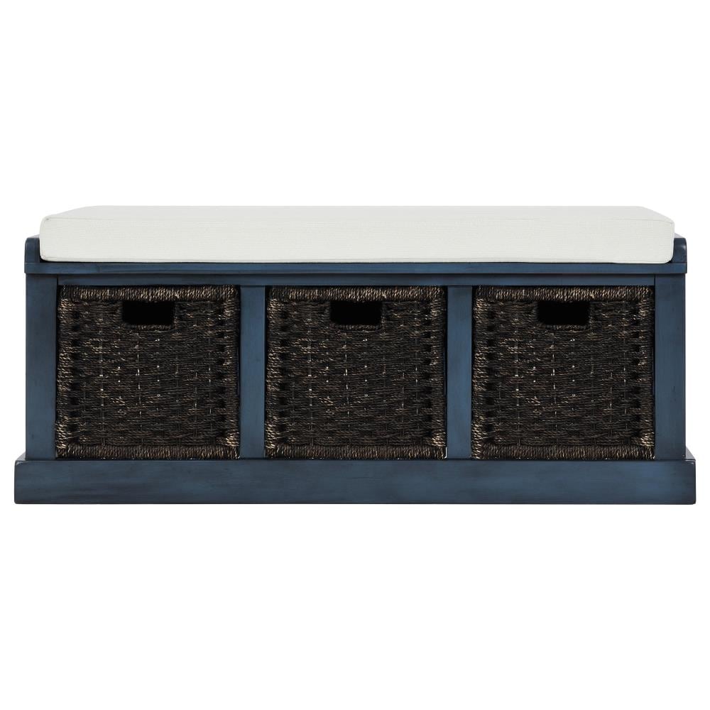 CASAINC TR-WF193443AAM Rustic Antique Navy Storage Bench 41.3-in x 15.7-in x 17-in