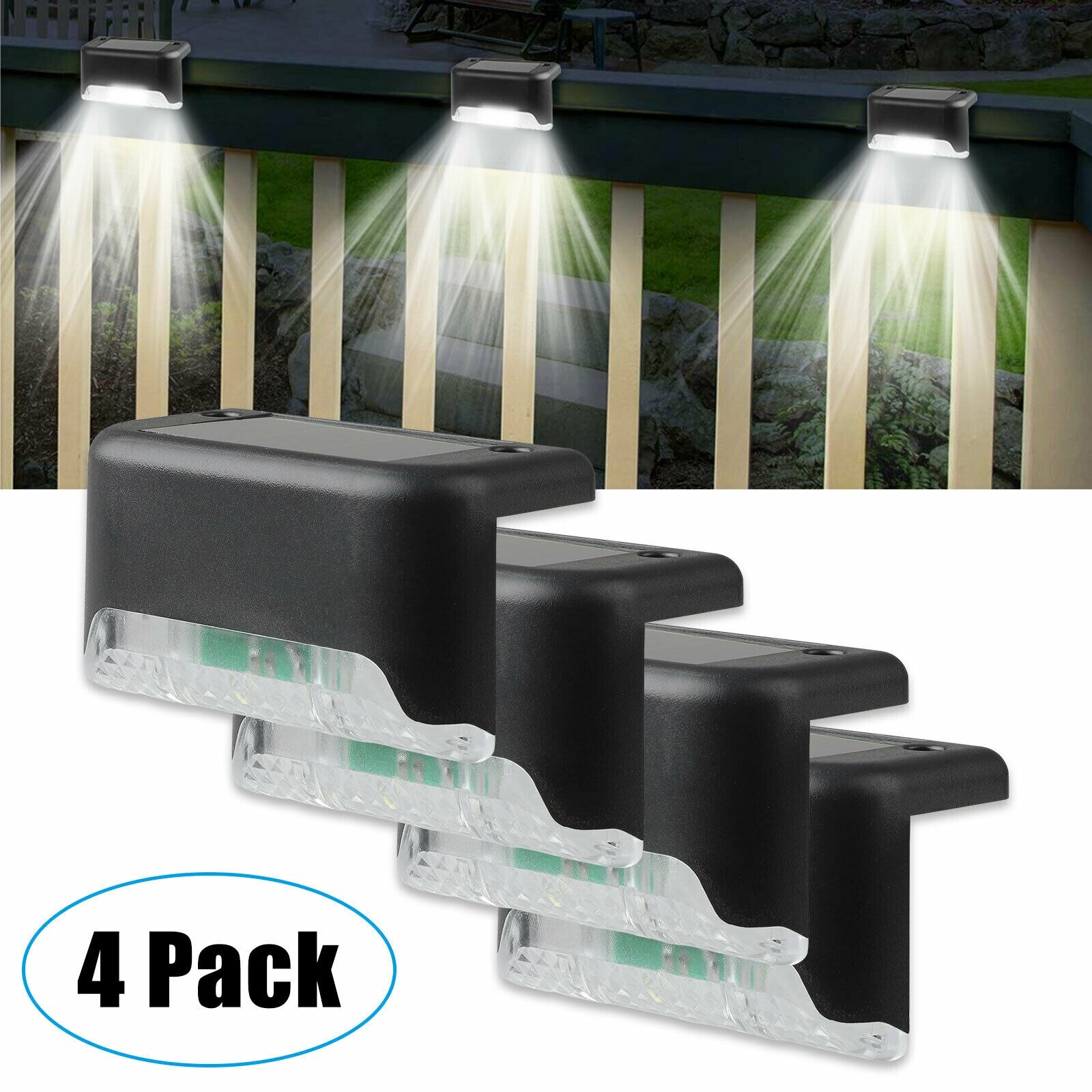 4PACK Solar 12-LED Light Control Outdoor Security Spot Light Gutter Wall Lamps 