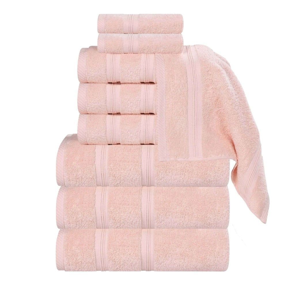 Slickblue 9-Piece Cotton Quick Dry Zero Twist Bath Towel Set with Hand Towels and Washcloths Multiple Color Options