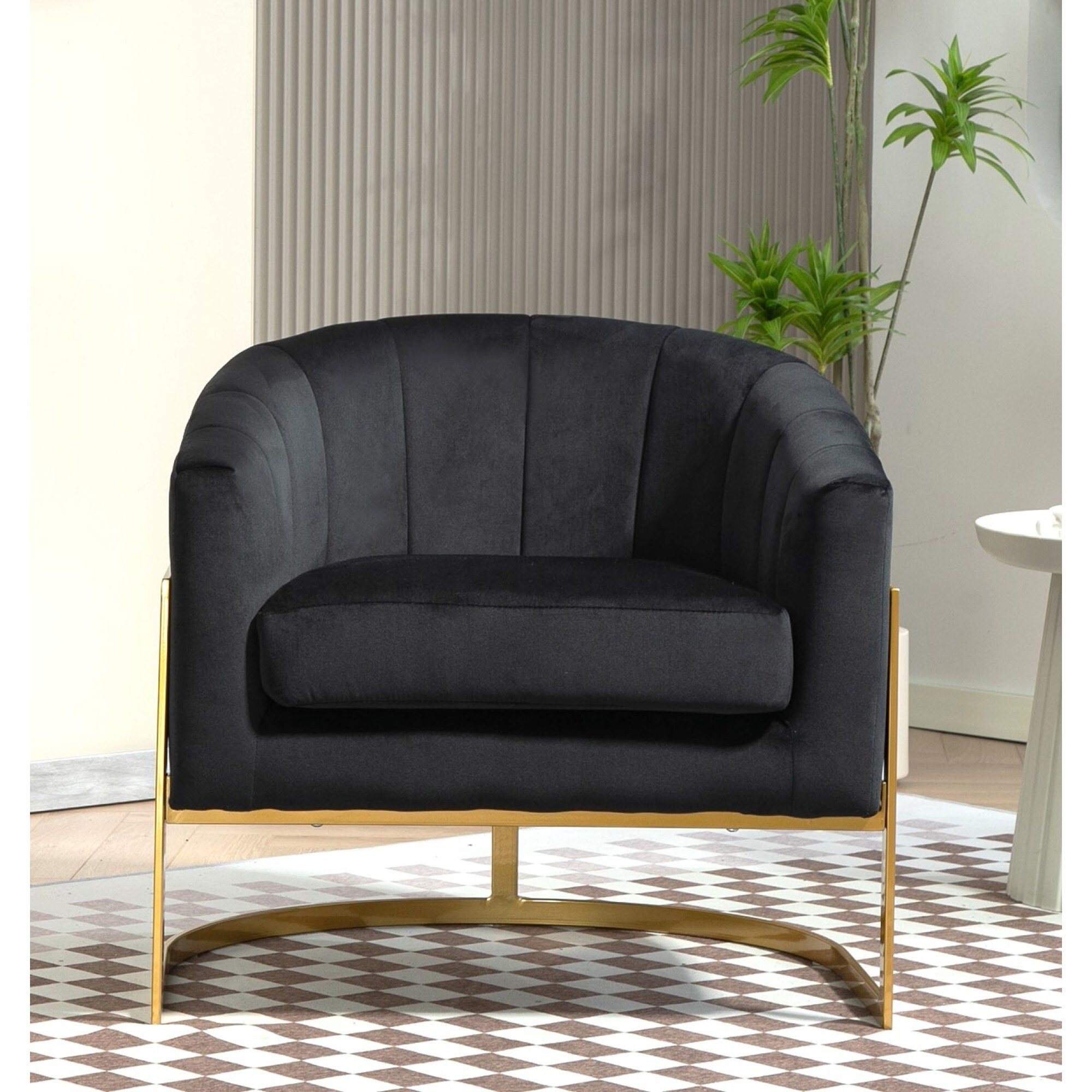 Roomfitters Modern Framed Accent Chair Upholstered Club Chair with Gold ...
