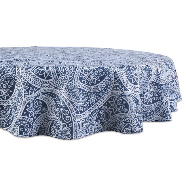 Dii Indoor Blue Paisley Table Cover For, 48in Round Tablecloth