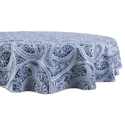 Dii Indoor Blue Paisley Table Cover For, 48 Round Outdoor Tablecloth With Umbrella Hole