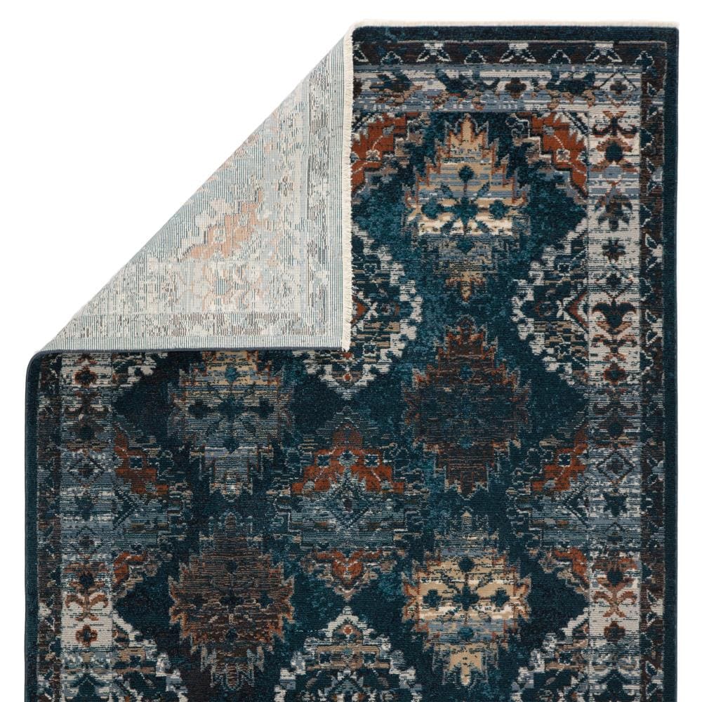 Lia Vintage Medallion 7'10"x11'1" Area Rug in Blue and Rust
