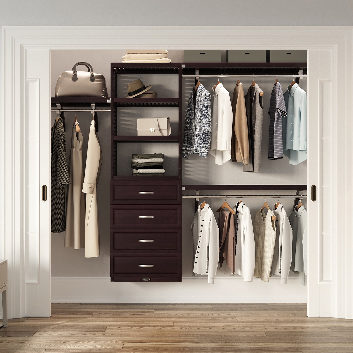 John Louis Home JLH-260WC-E 4-Feet to 10-Feet W x 7-Feet H Espresso Ventilated Shelving Wood Closet System