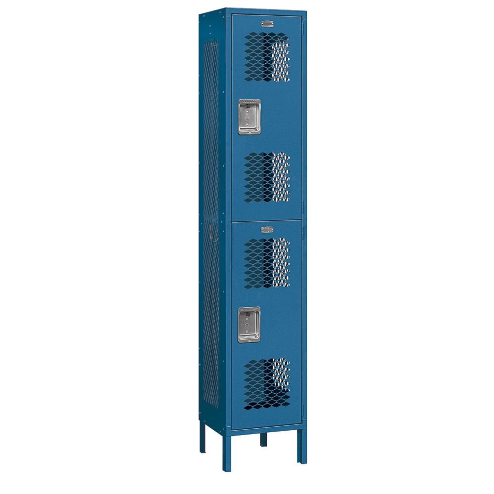 SALSBURY INDUSTRIES 82165BL-A 15-in Wide Double Tier Vented Metal Locker- 1 Wide- 6 -ft High- 15 -in Deep- Blue- Assembled