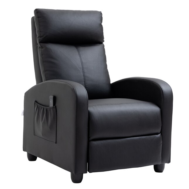 Casainc Recliner Sofa Wingback Chair, Faux Leather Massage Recliner Chair Black