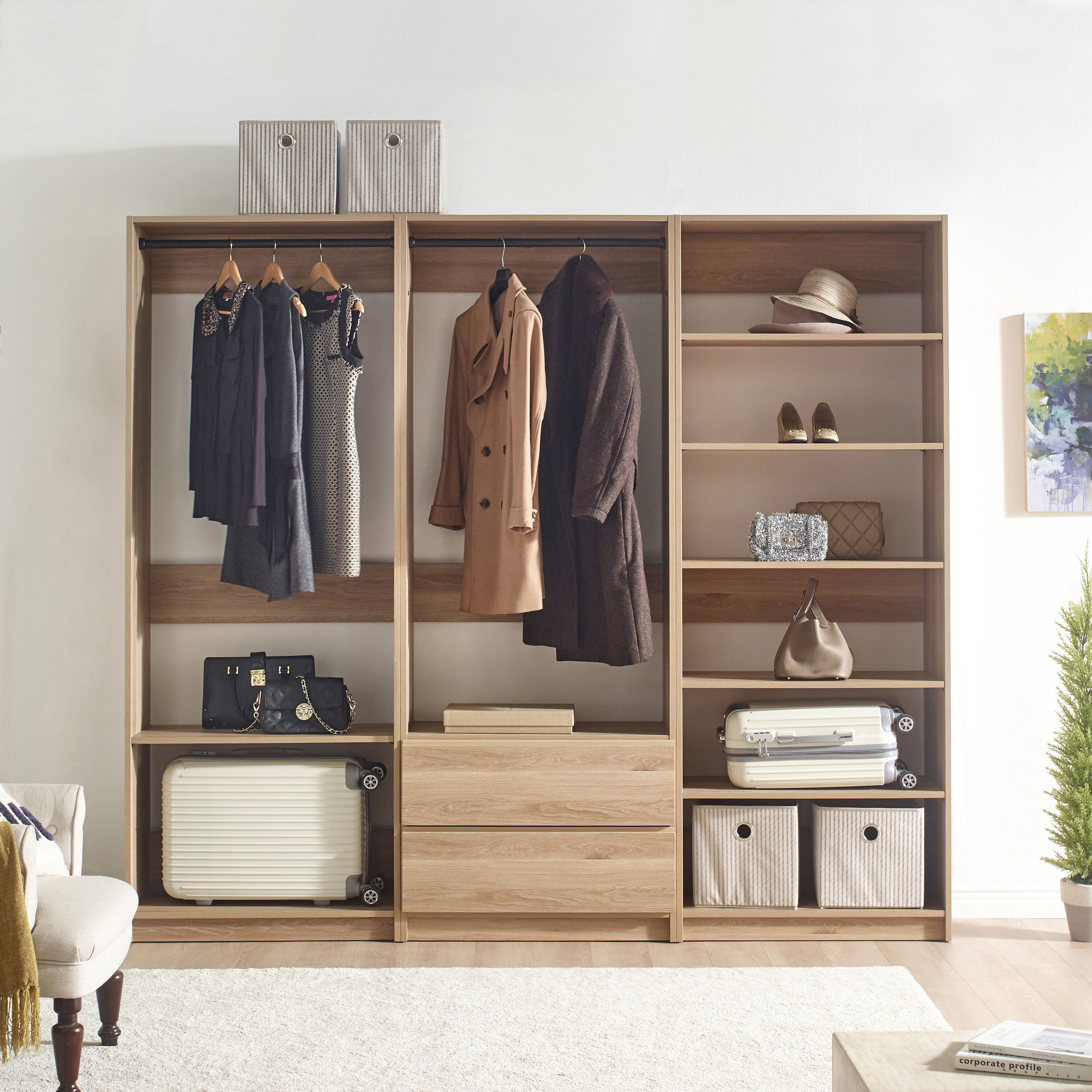 Klair Living PROSPER-B OAK Wood-Closet-Kits - View #6