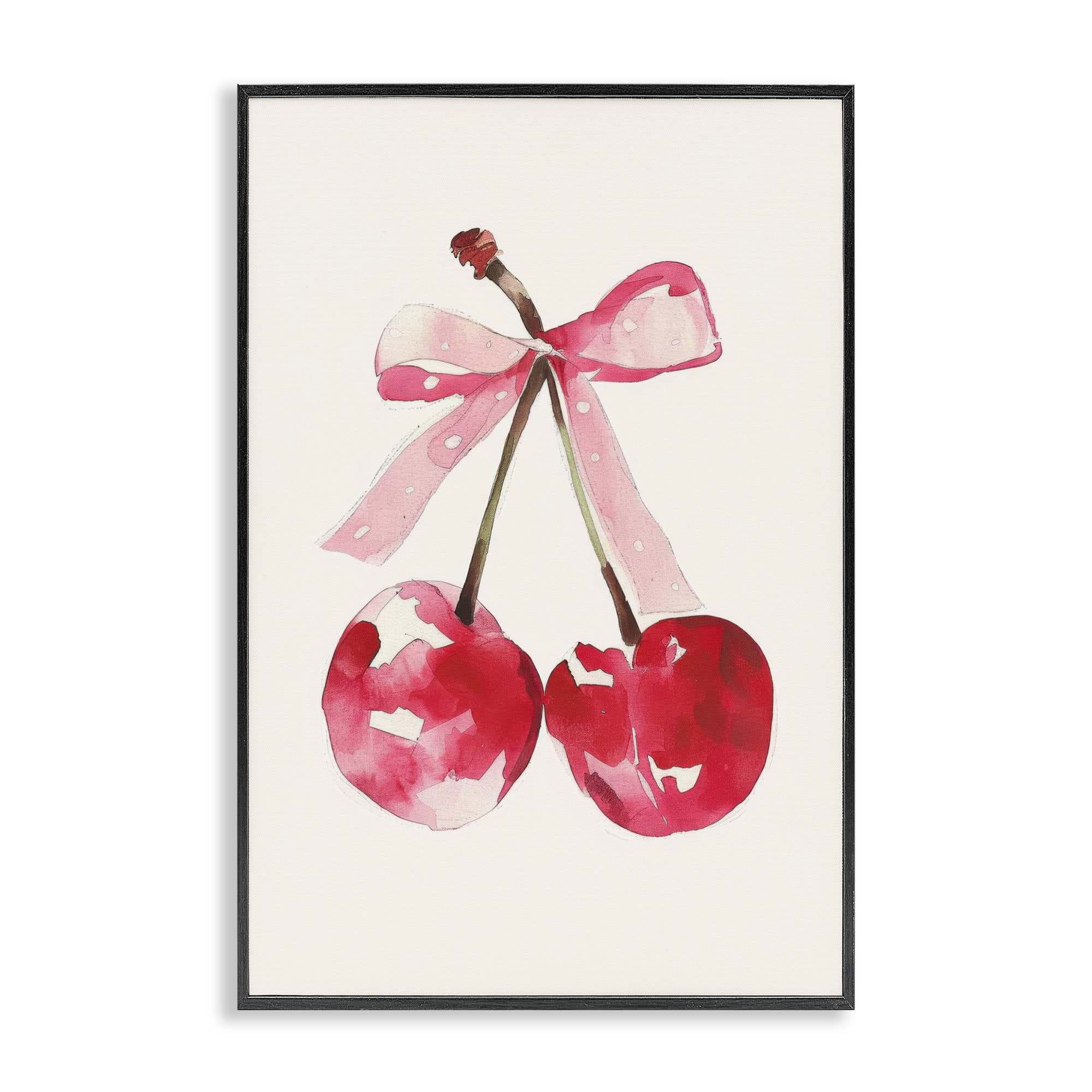 Stupell Industries BT-641-FR-20X30 Mod Cherries Tied in Bow Black Framed Giclee Art By LSR Creative Studio 20 x 30