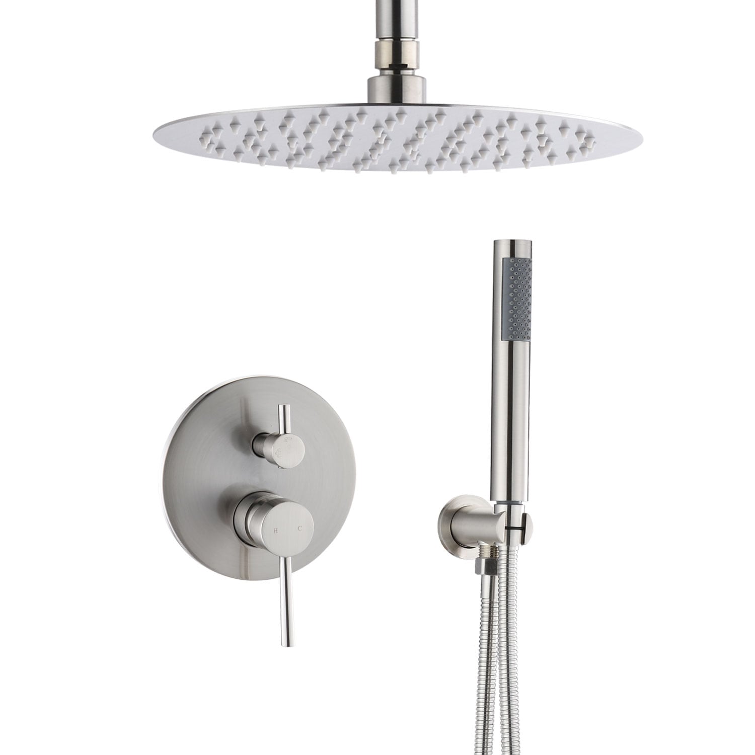 ZAKLOOP WUPP313145AAD 1 -Settings Brushed Nickel 13.4-in Round Fixed Filtered High Pressure Rain Shower Head 1.2 GPM