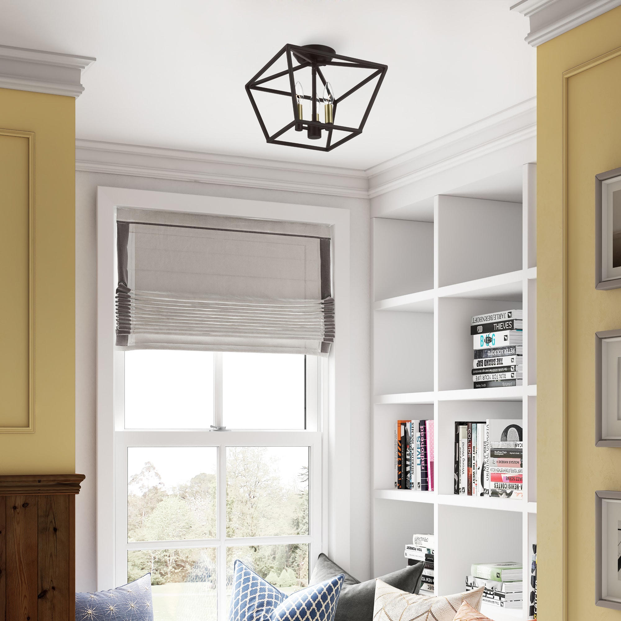 Casual Vibe Bronze & Antique Brass 3-Light Semi-Flush Mount