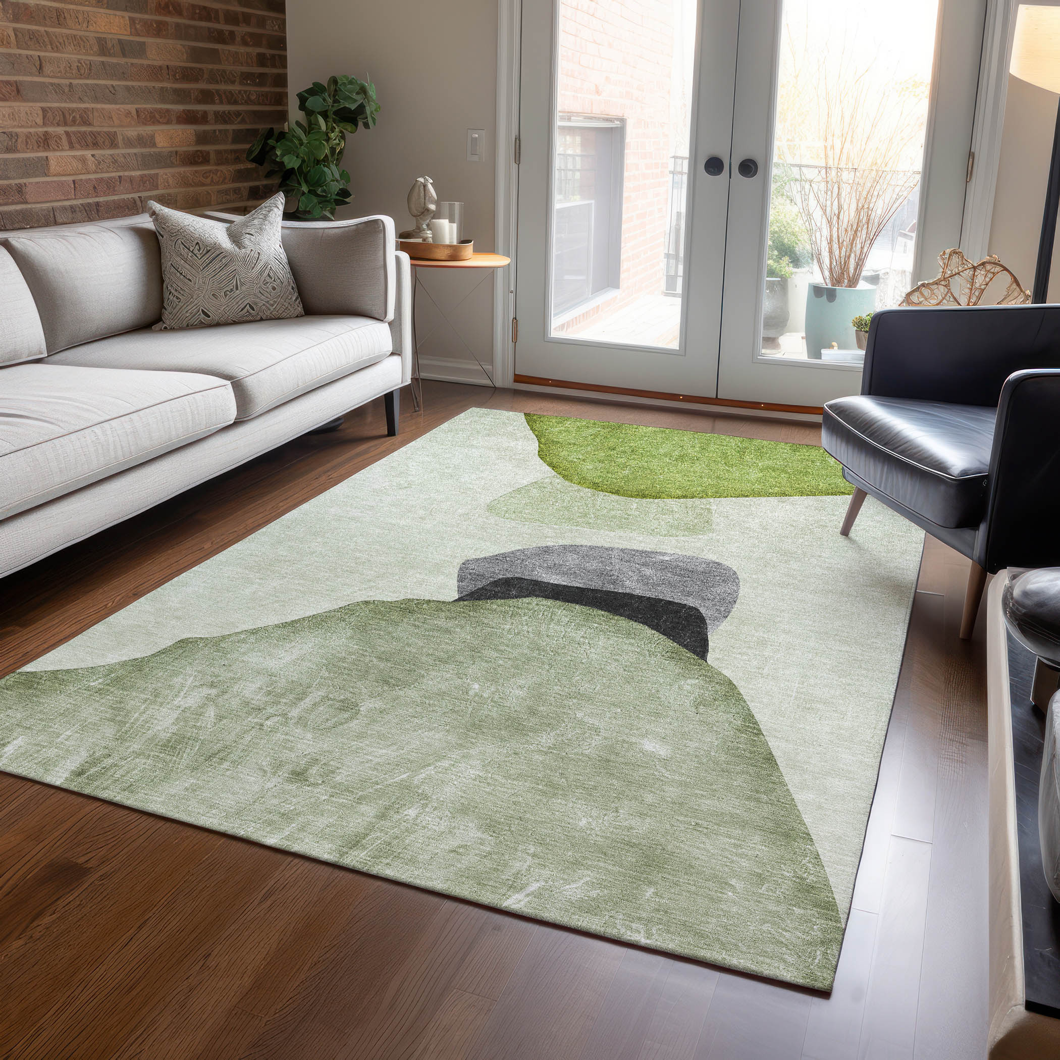 Addison Rugs ACN547GE3X5 Chantille ACN547GE 3 x 5 (ft) Polyester Green Rectangular Indoor/Outdoor Stripe Machine washable Area rug