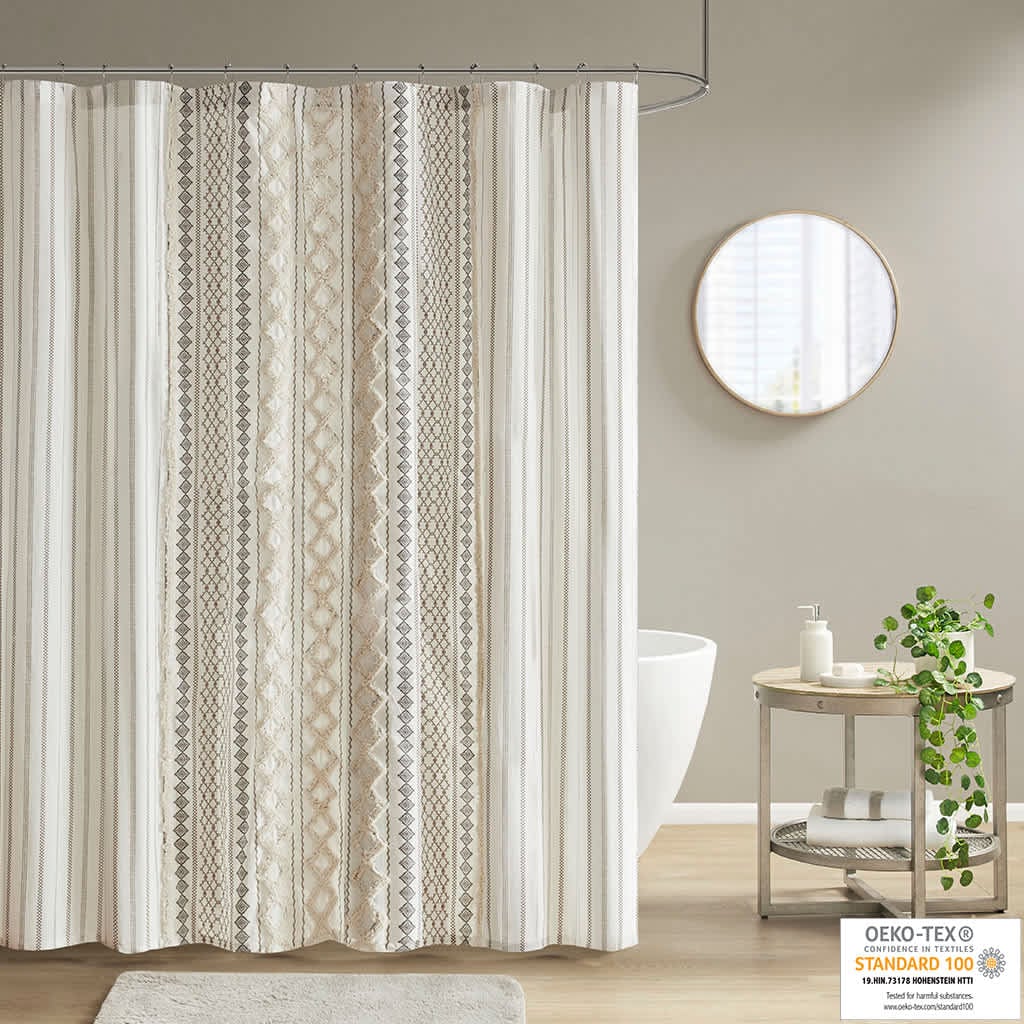 JUJABU 72-Inches Printed Cotton Room Thermal Stripe Single Curtain Panel #EBHD-11