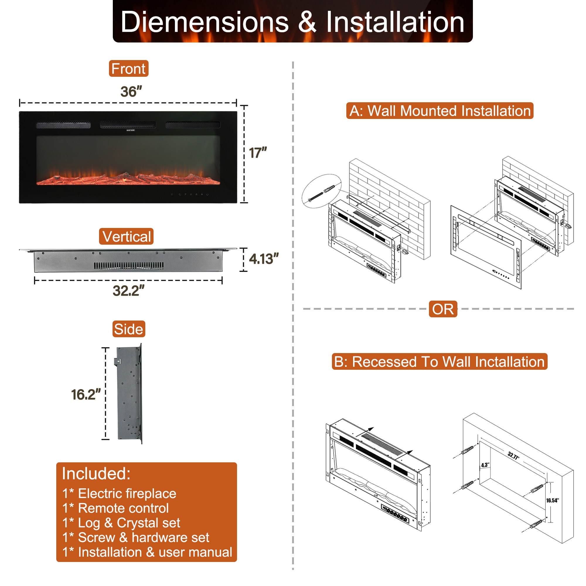 Clihome CL-R36 Electric-Fireplaces - View #9