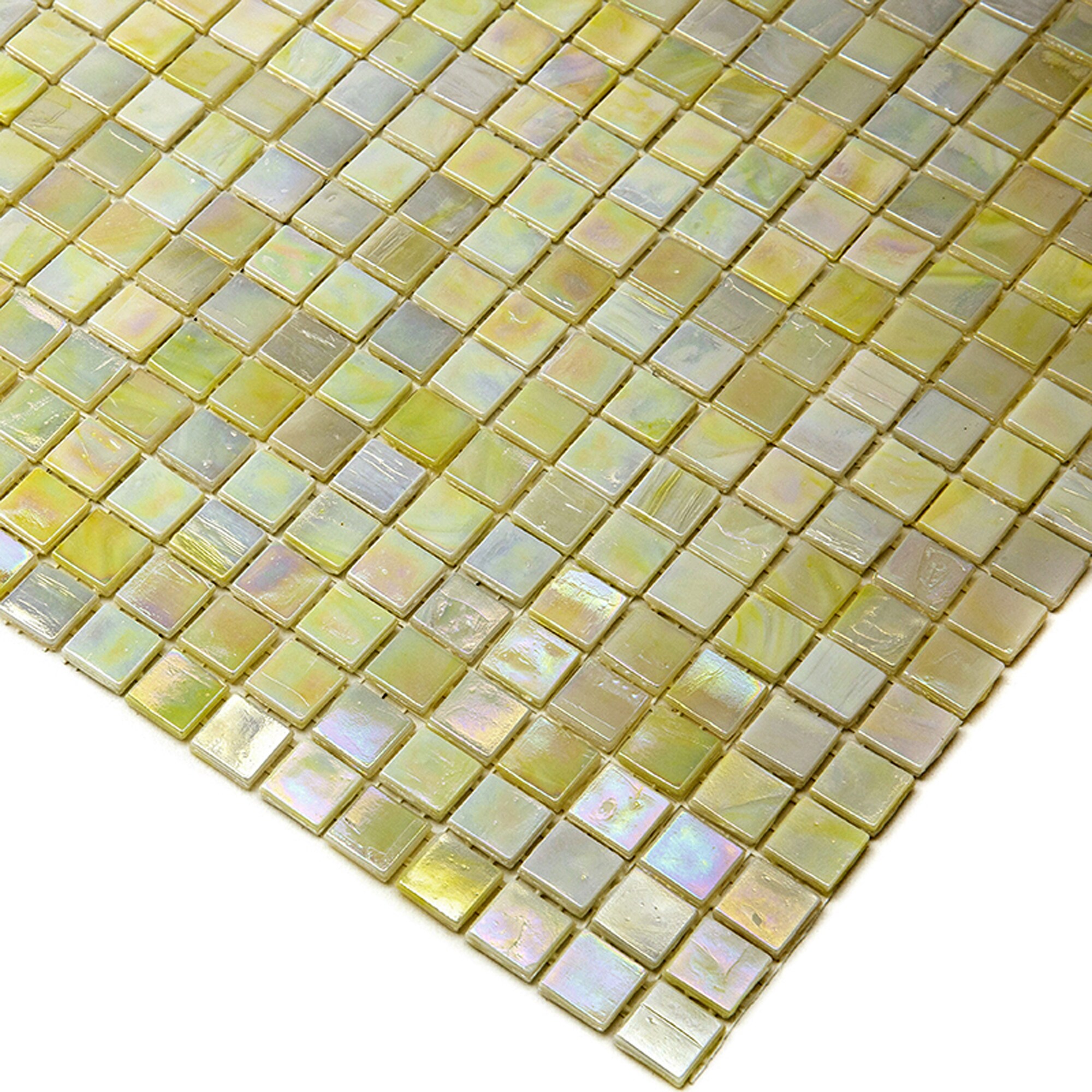 11.6" Glossy Iridescent Yellow and Gold Glass Mosaic Tile