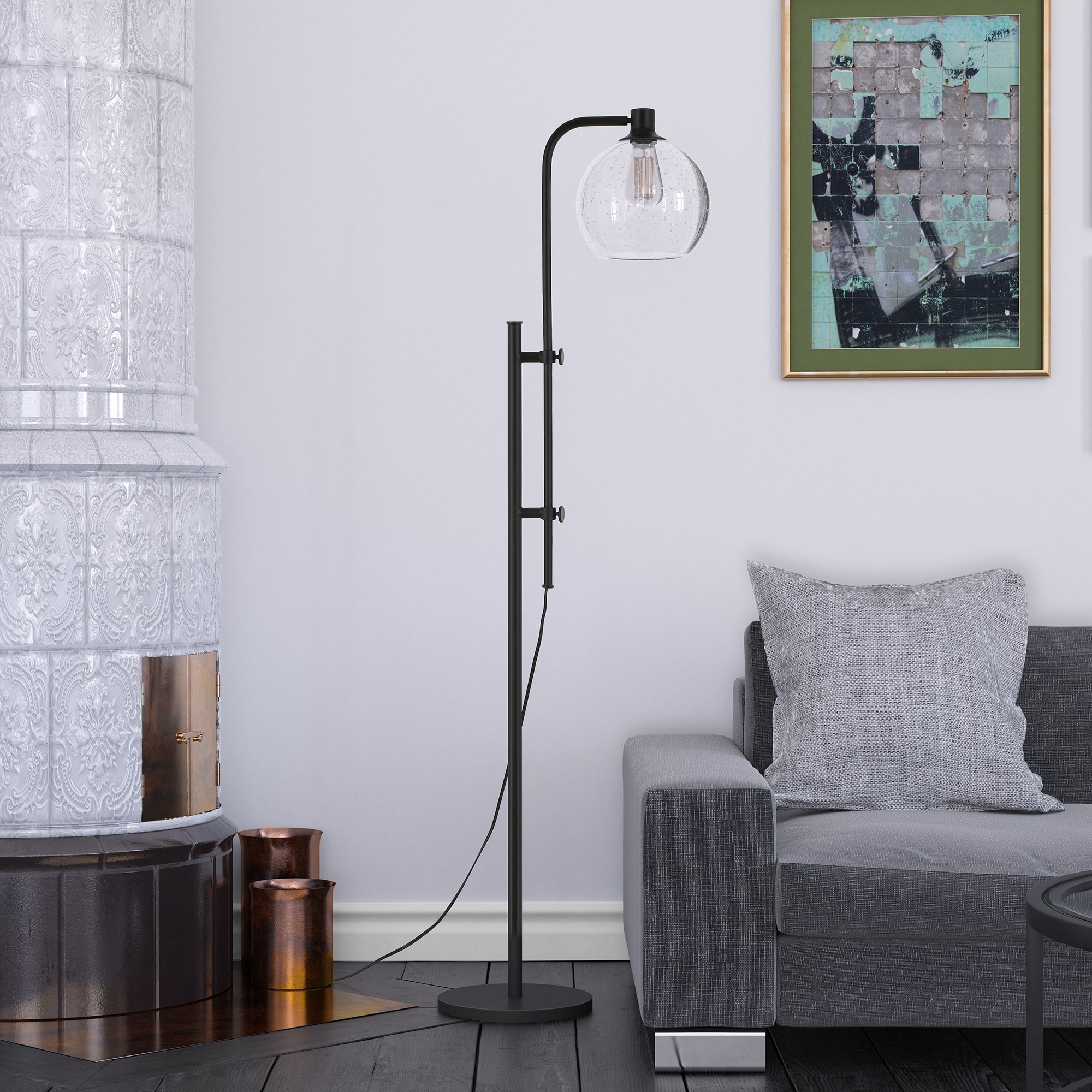 Hailey Home FL0117 Antho 68-in Blackened bronze Standard Floor Lamp with Metal Shade