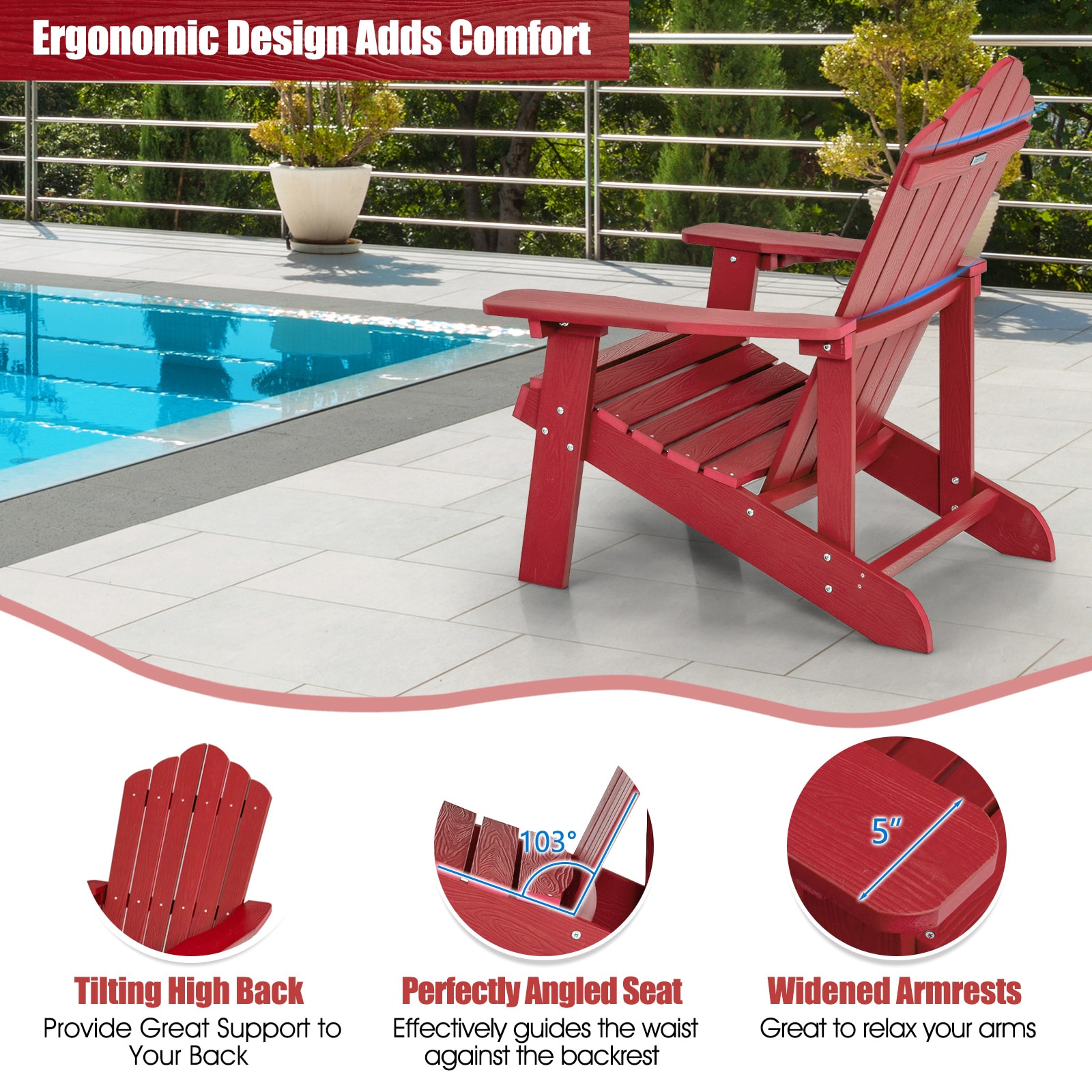 WELLFOR TDJ10983RE Patio-Chairs - View #5