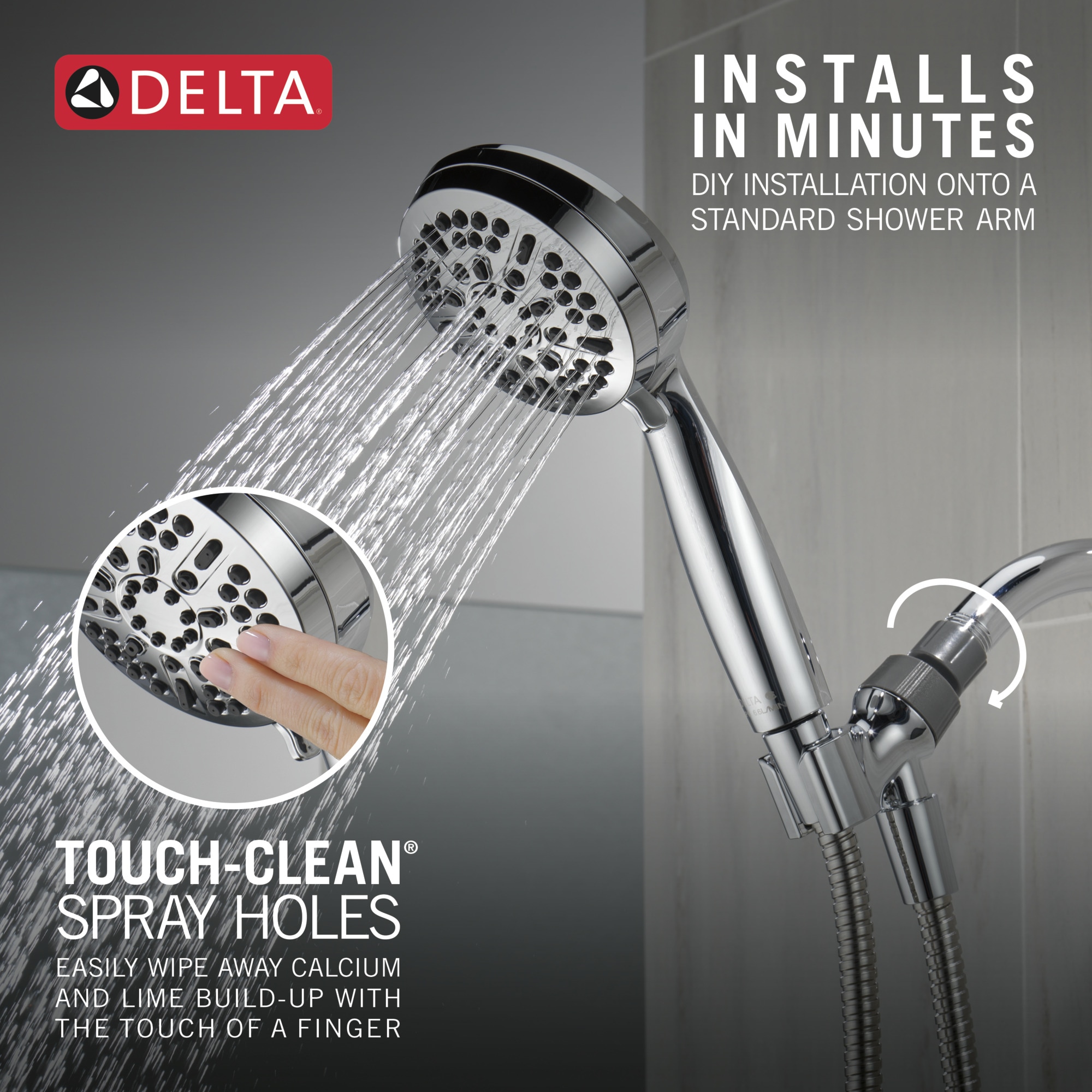 Delta Chrome 1.94-in Round Handheld Shower Head 1.75 GPM 75511 at Lowes.com