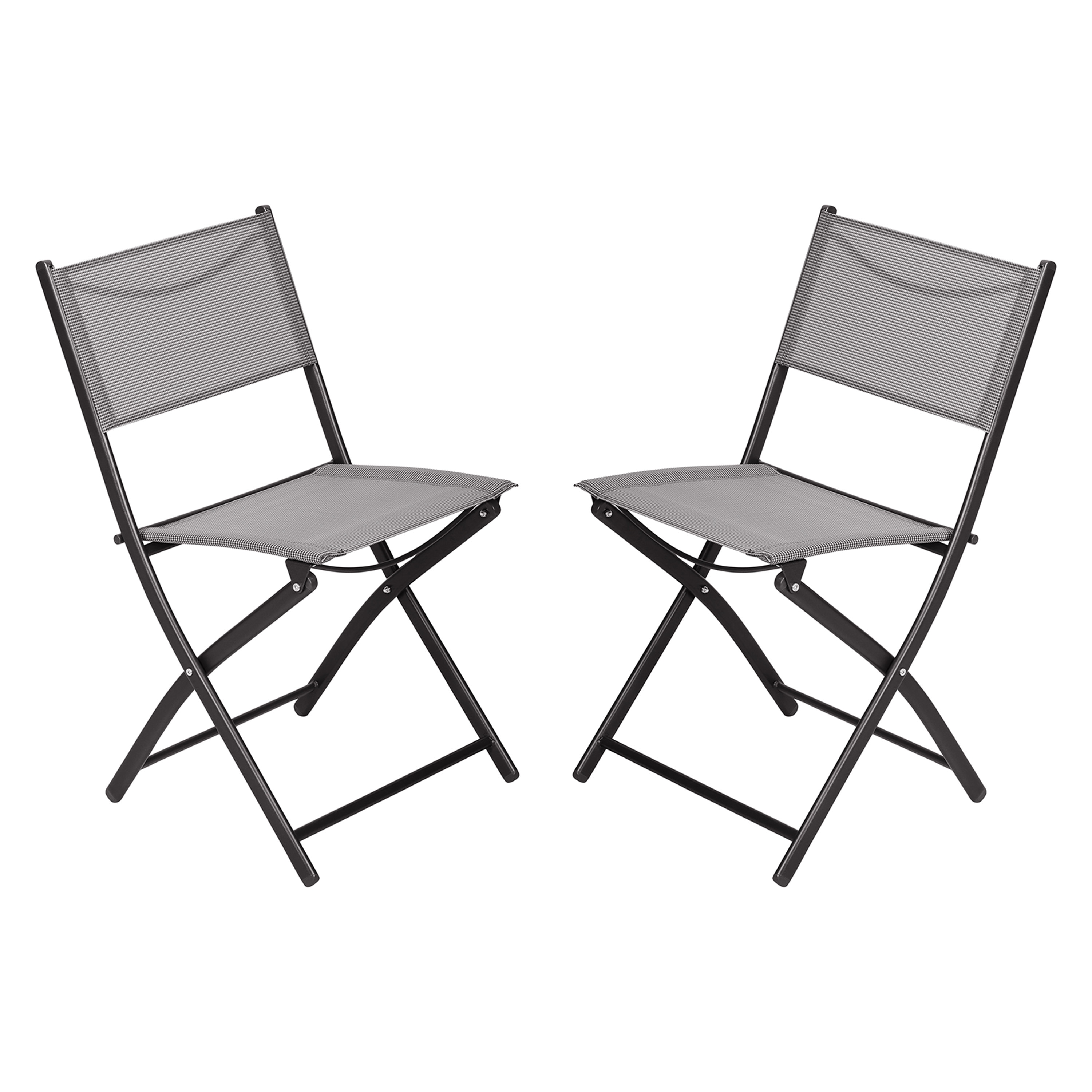Flash Furniture 196861151217 Brazos Set of 2 Commercial Grade Indoor/Outdoor Folding Chairs with Gray Flex Comfort Material Backs and Seats and Black Metal Frames