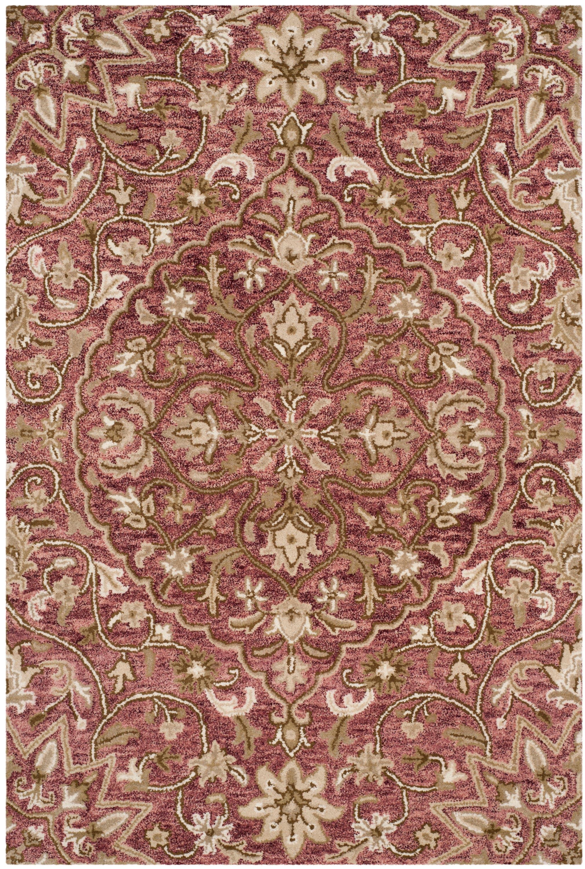 Handmade Red Wool Tufted 4' x 6' Area Rug