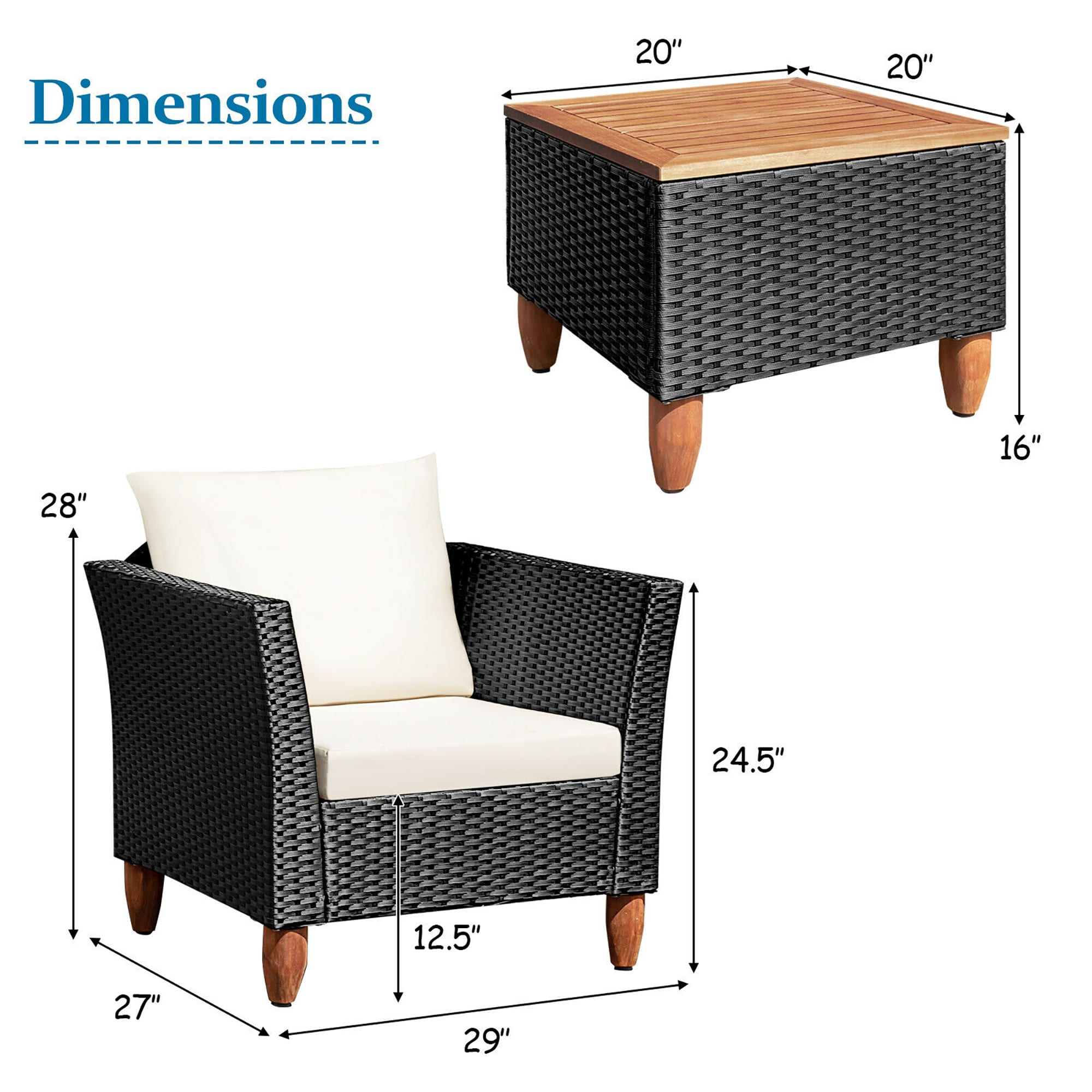 Forclover HYFL-32WH Patio-Conversation-Sets - View #11