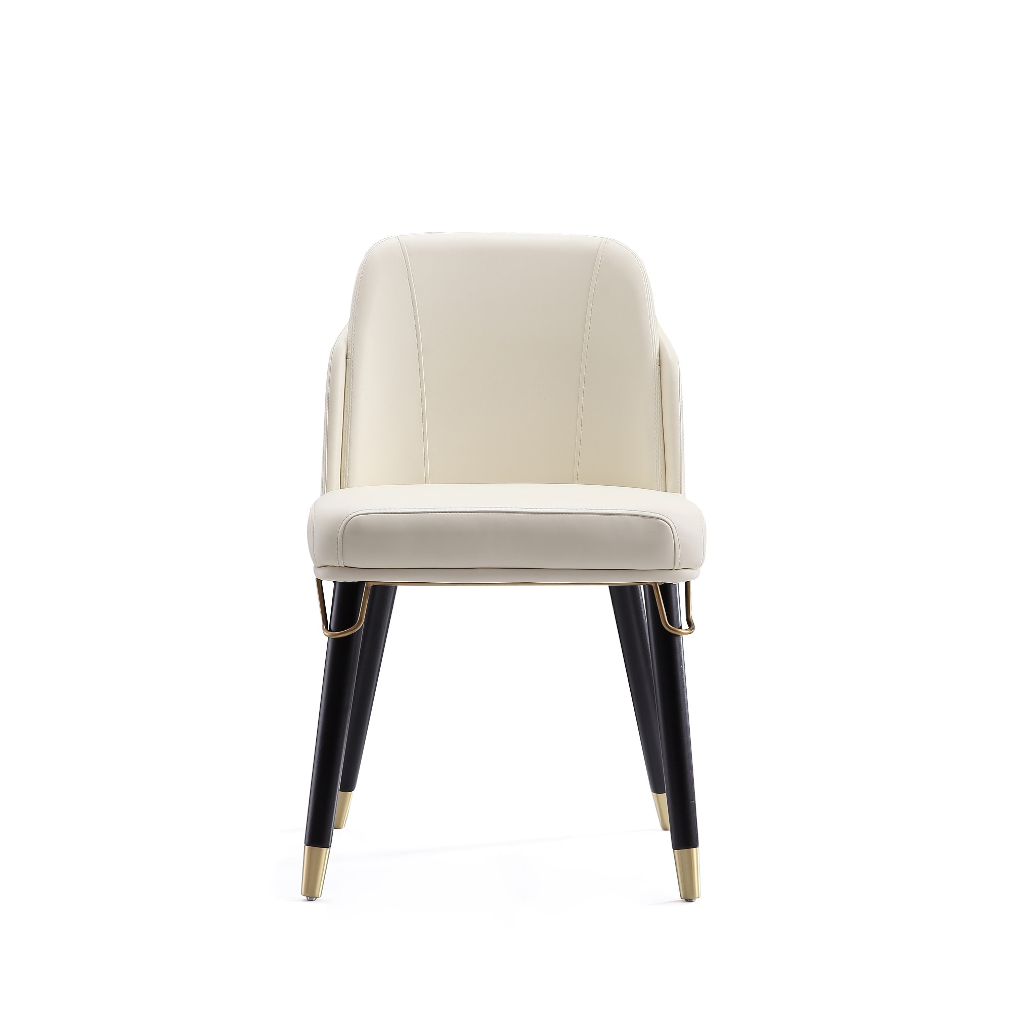 Estelle Cream and Black Faux Leather Upholstered Side Chair
