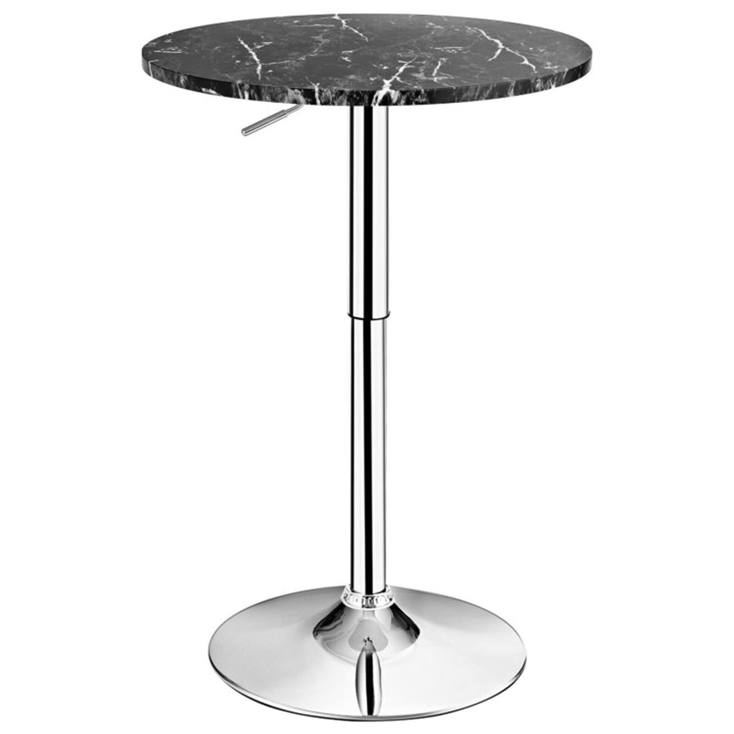 Mondawe MO-S238250 Sliver and Black Round Contemporary/Modern Counter Table, MDF with Iron Metal Pedestal Base 24-in L x 36-in H