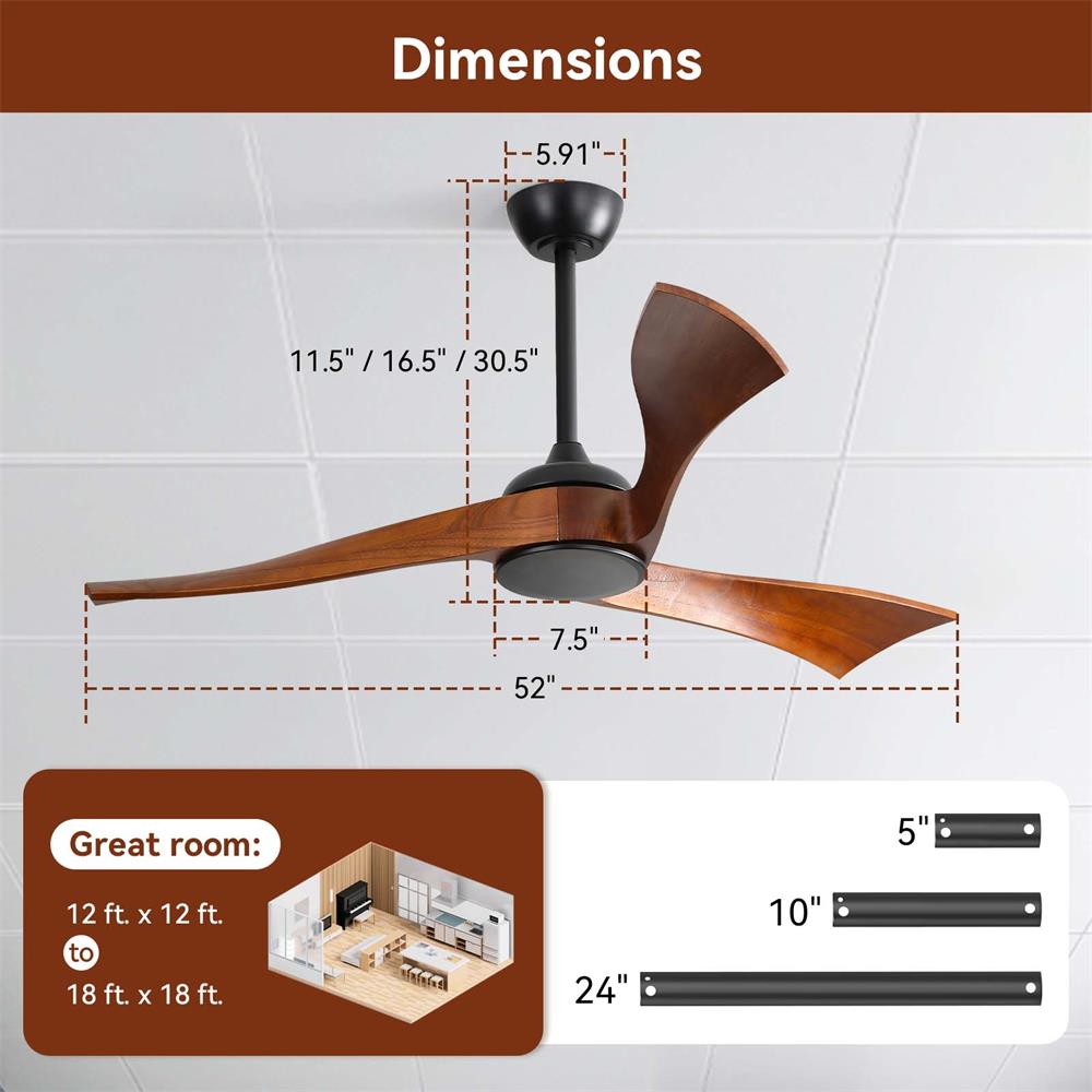 Sofucor LW-52K012-BK-WD-HTM Ceiling-Fans - View #6