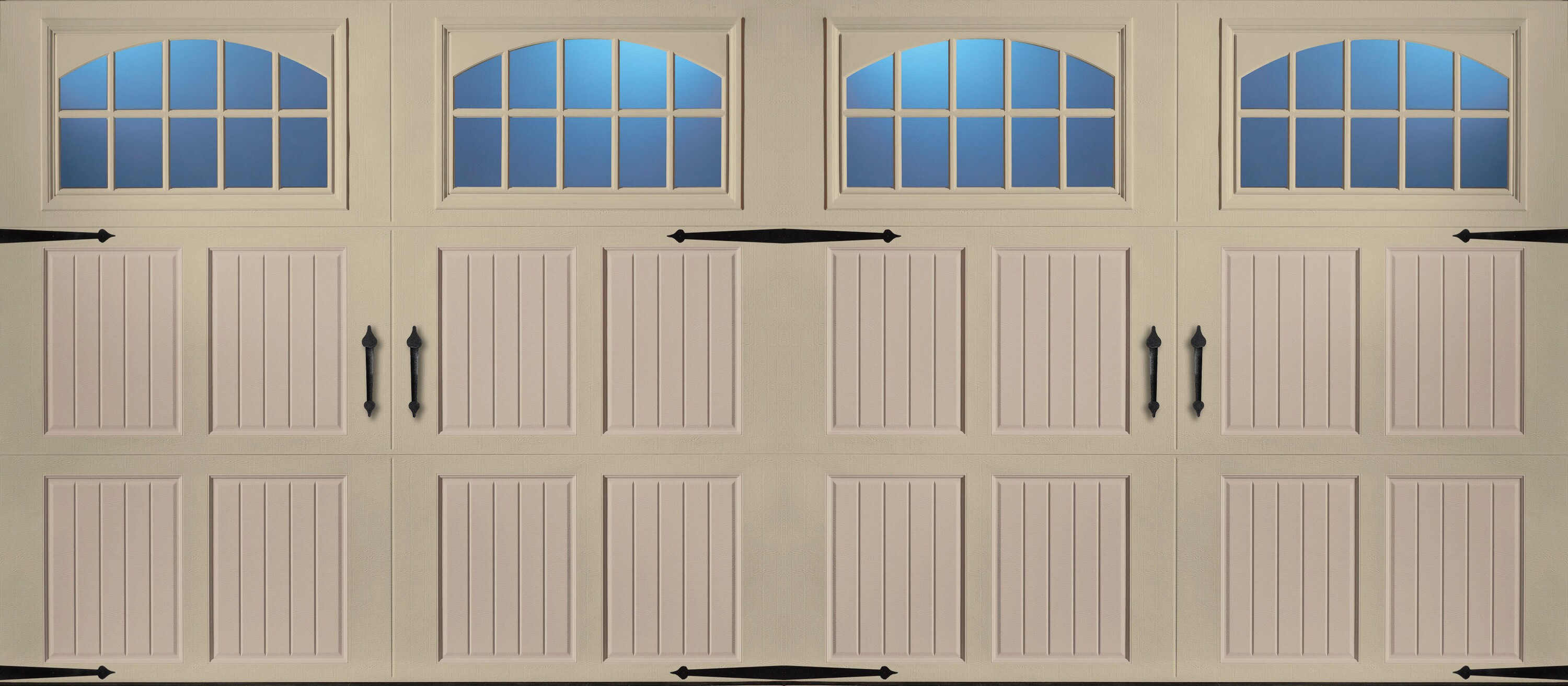 Pella 123564 16-ft x 7-ft Insulated Wicker Tan-sandtone Double Garage Door with Windows