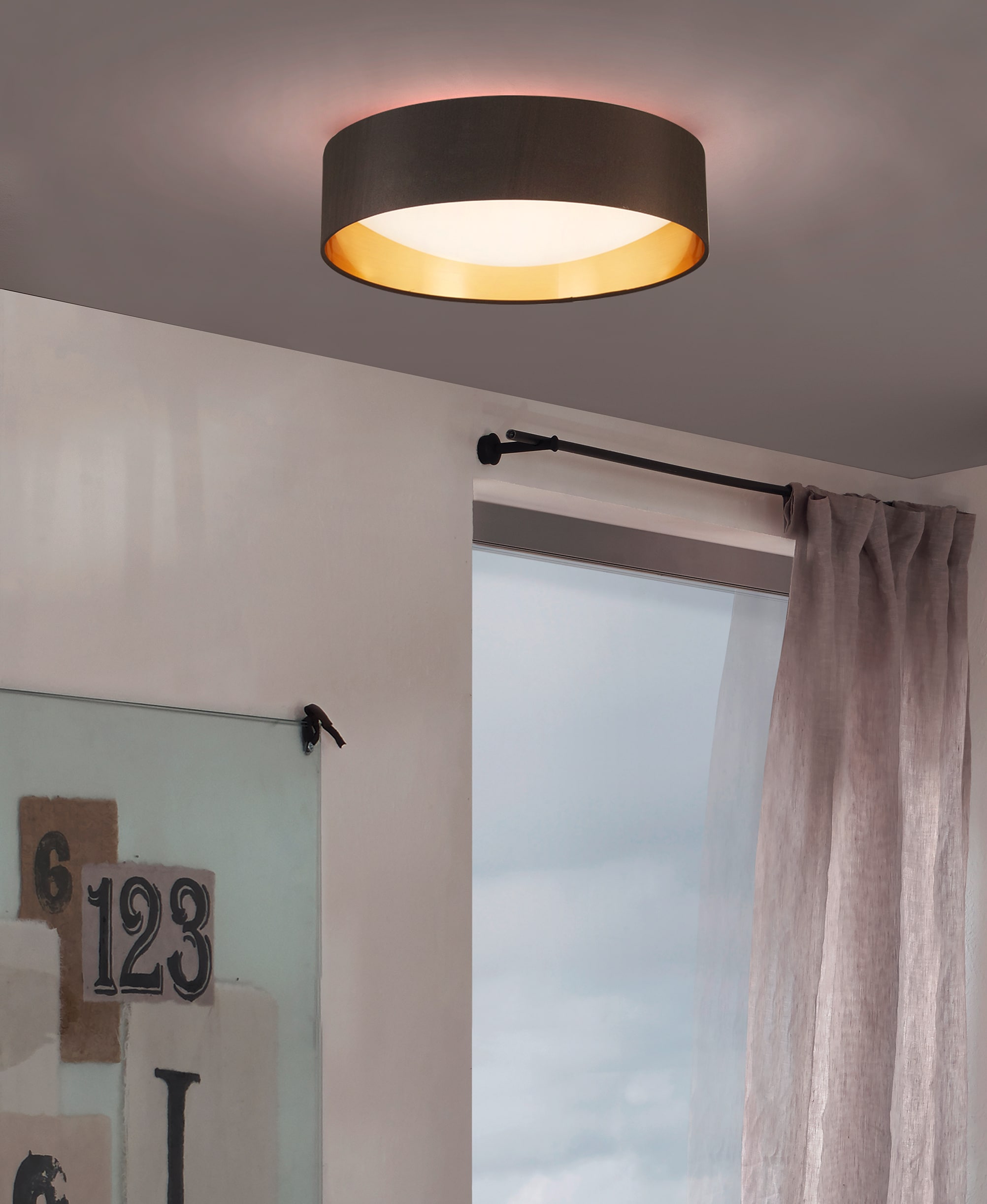 Modern Brushed Nickel 16" Drum LED Flush Mount Ceiling Light