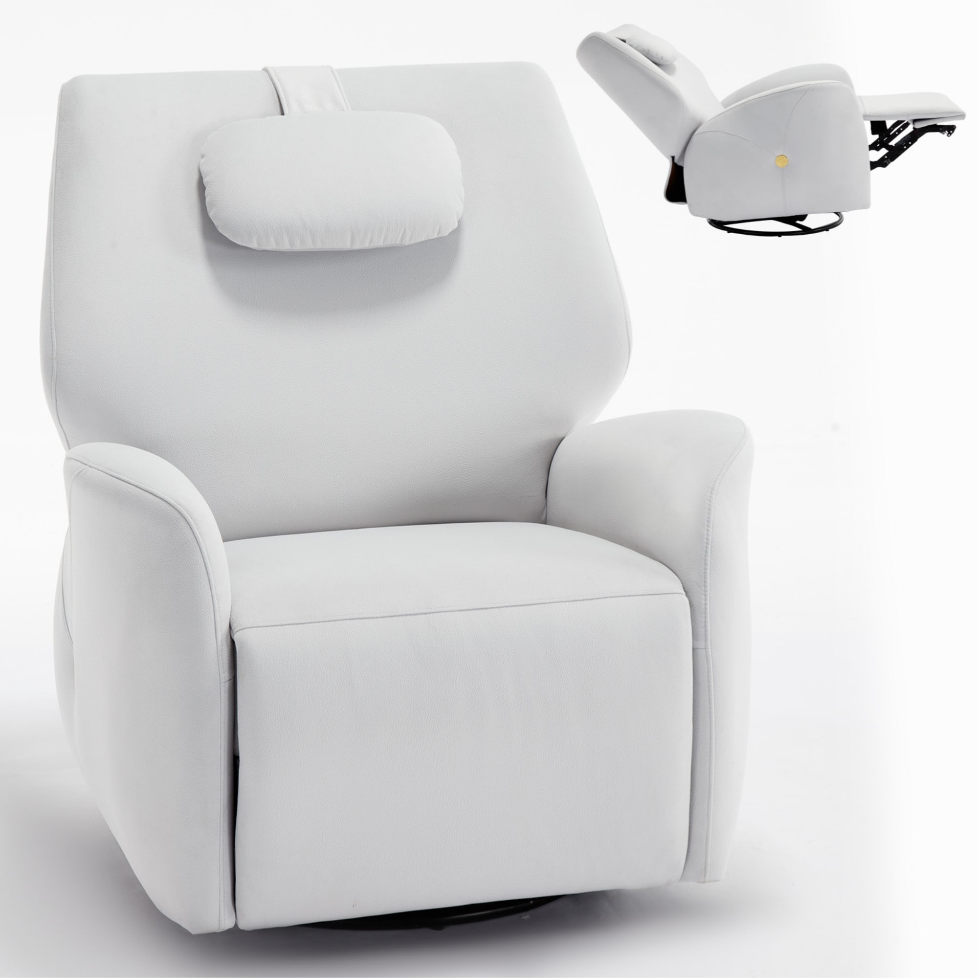 Clihome CL-CO00054 Beige Polyester Upholstered Swivel Powered Reclining Recliner