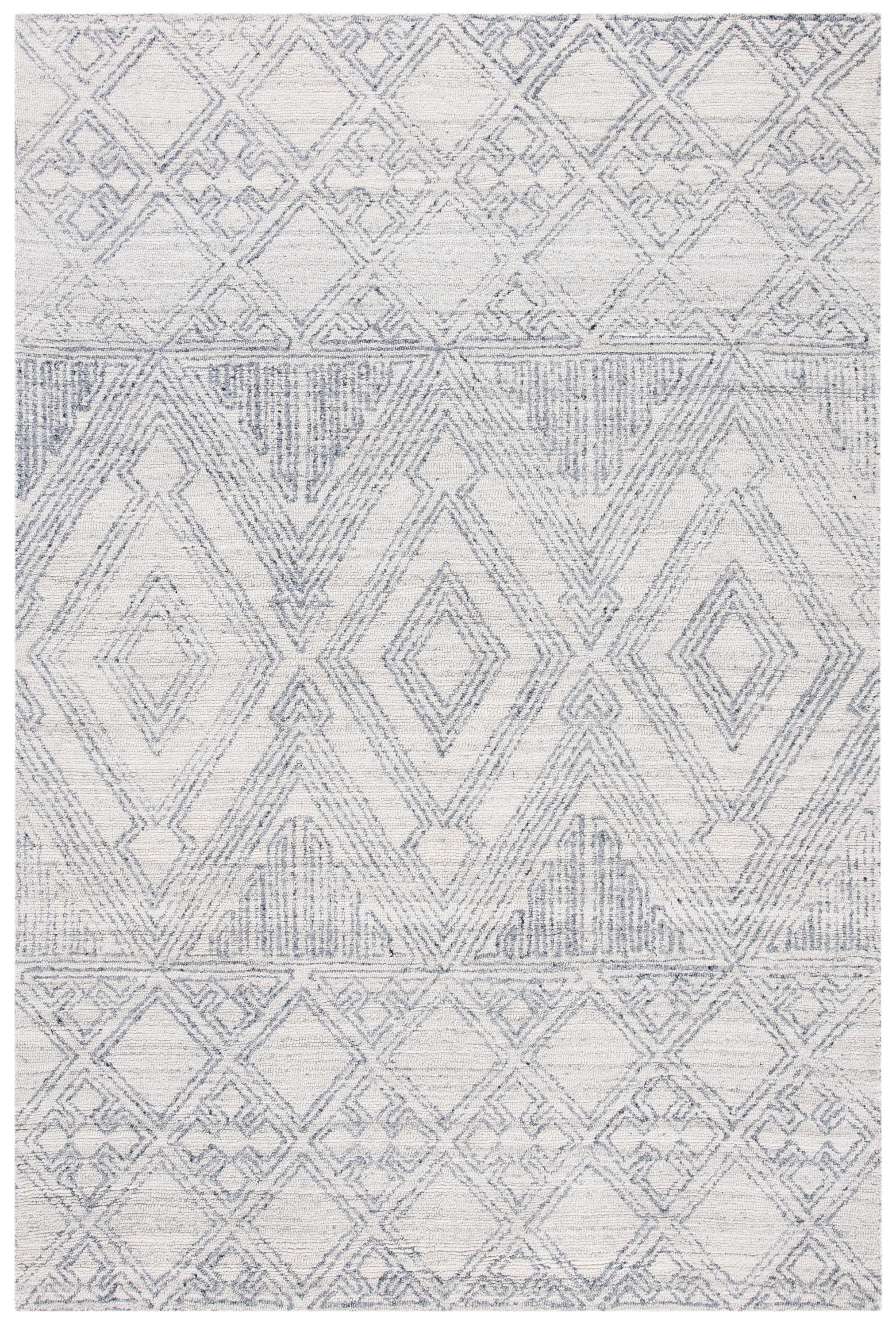 Handmade Abstract Gray Wool & Synthetic Tufted Rug - 24x3 in