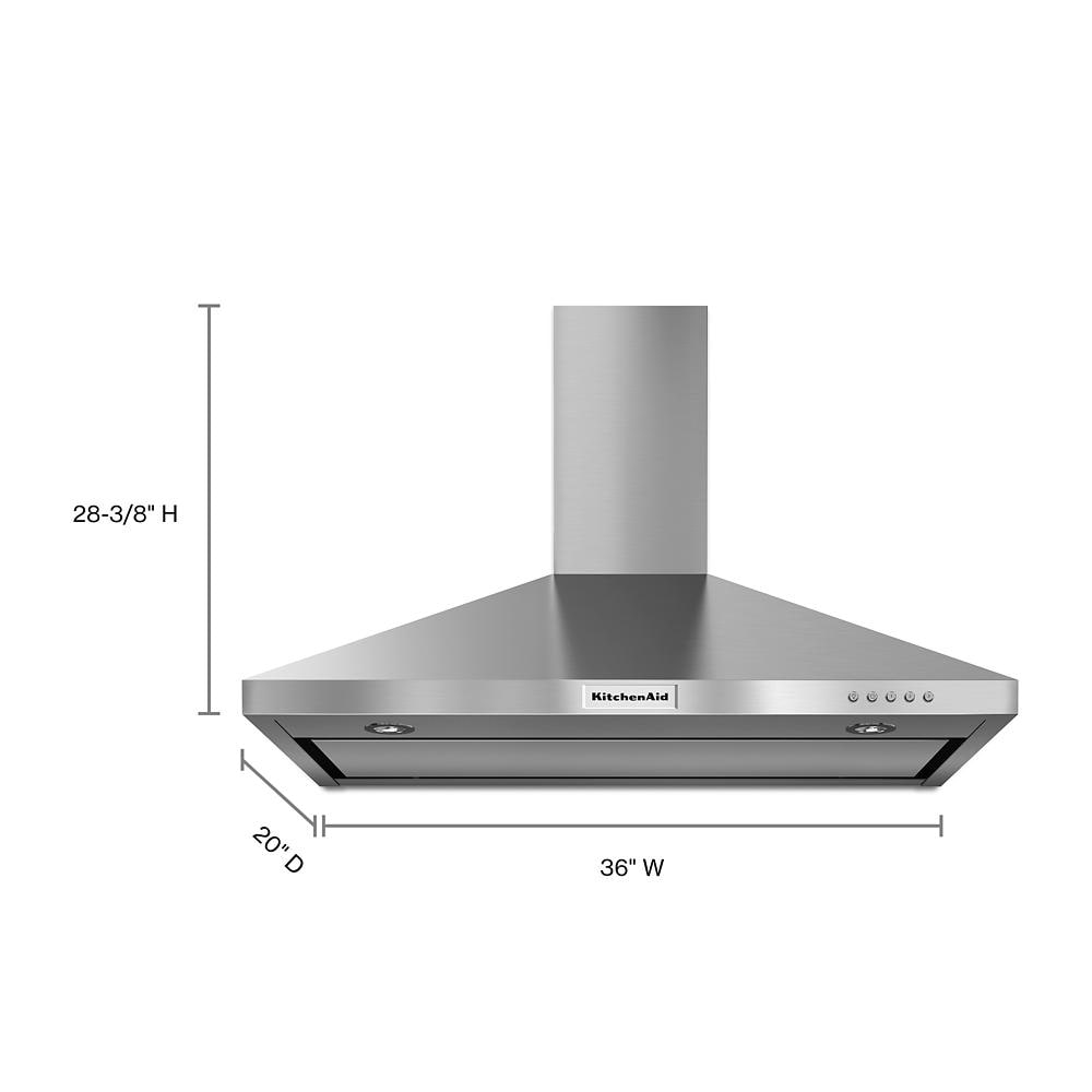 KitchenAid 36-in 400-CFM Convertible Stainless Steel Wall-Mounted Range  Hood with Charcoal Filter in the Wall-Mounted Range Hoods department at