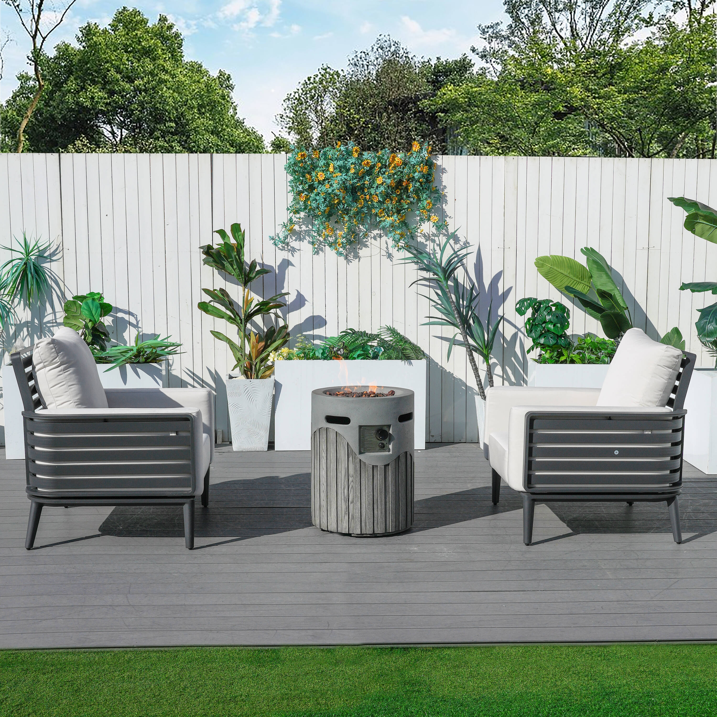 Direct Wicker DWG-2350SC2&2353GR 3 -Piece 2 Patio Sofa Conversation Set with White Cushions