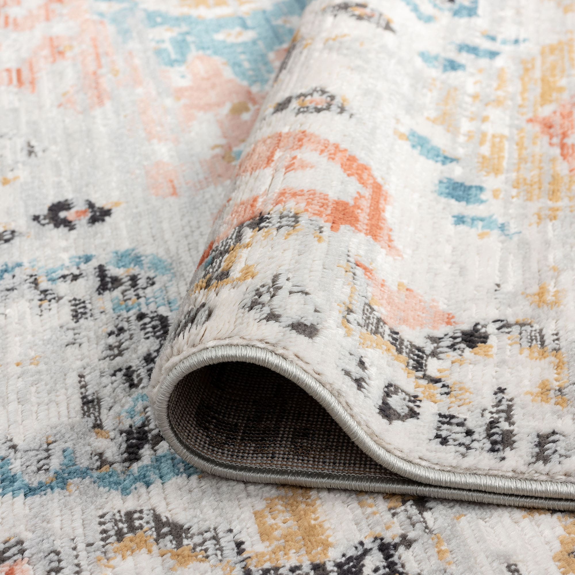 Anabel Blue 5' x 8' Synthetic Rectangular Easy-Care Area Rug