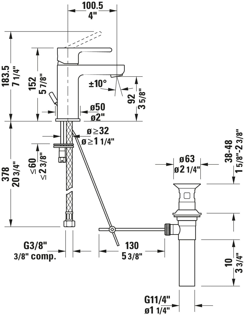 B.2 Series Chrome Single Hole Bathroom Faucet
