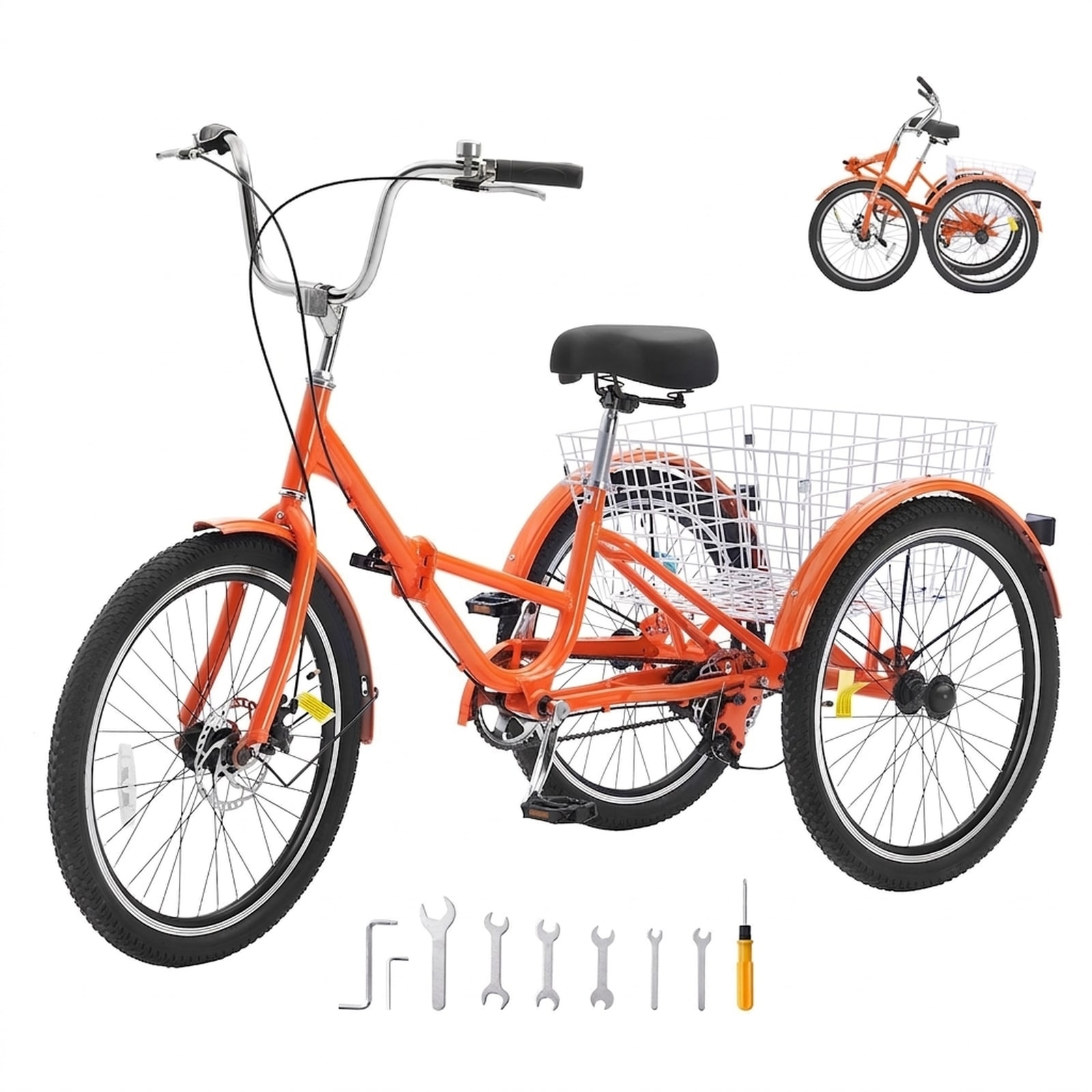 GIVIMO 24-in Folding Adult Tricycle Lightweight Aluminum Alloy 3 Wheel Cruiser Bike with Large Rear Basket - Single-Speed Foldable Trike for Seniors and Adults #LW108GIVSS356