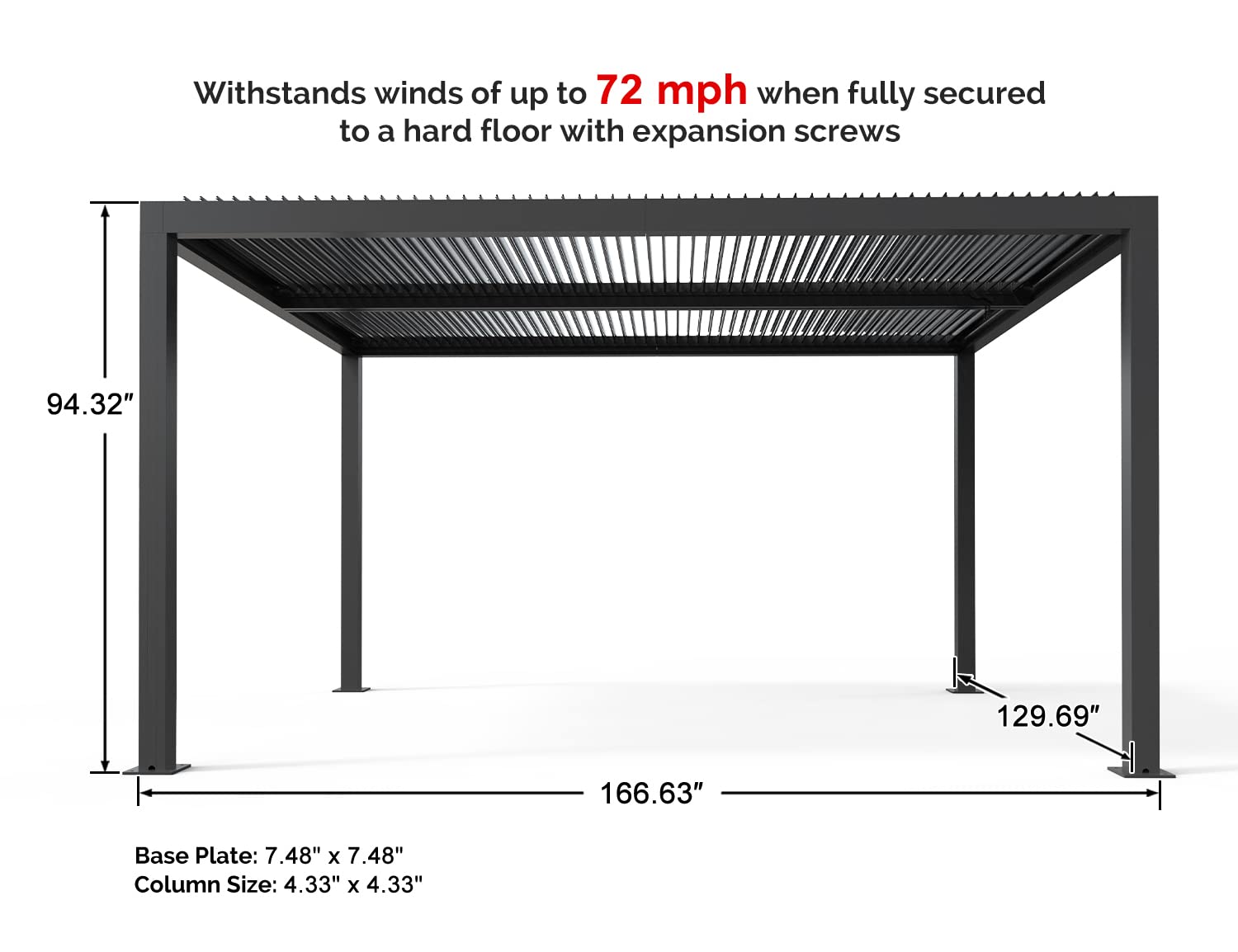 PURPLE LEAF Louvered Pergola 11-ft 2-in W x 14-ft L x 7-ft 8-in H Grey ...