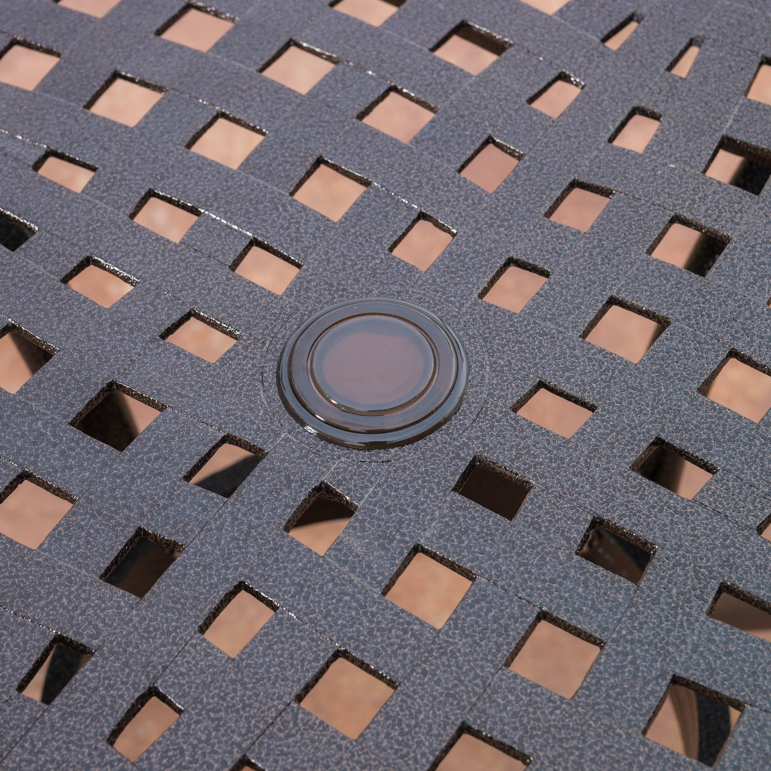 Hammered Bronze Round Cast Aluminum Outdoor Dining Table
