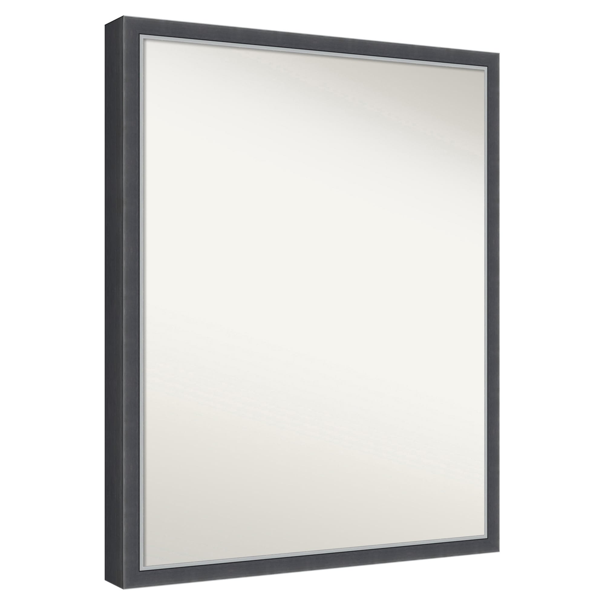Amanti Art  Non-Beveled Mirror Eva Black Silver Thin Framed Wood Bathroom Wall Mirror 29.75 x 23.75 in.
