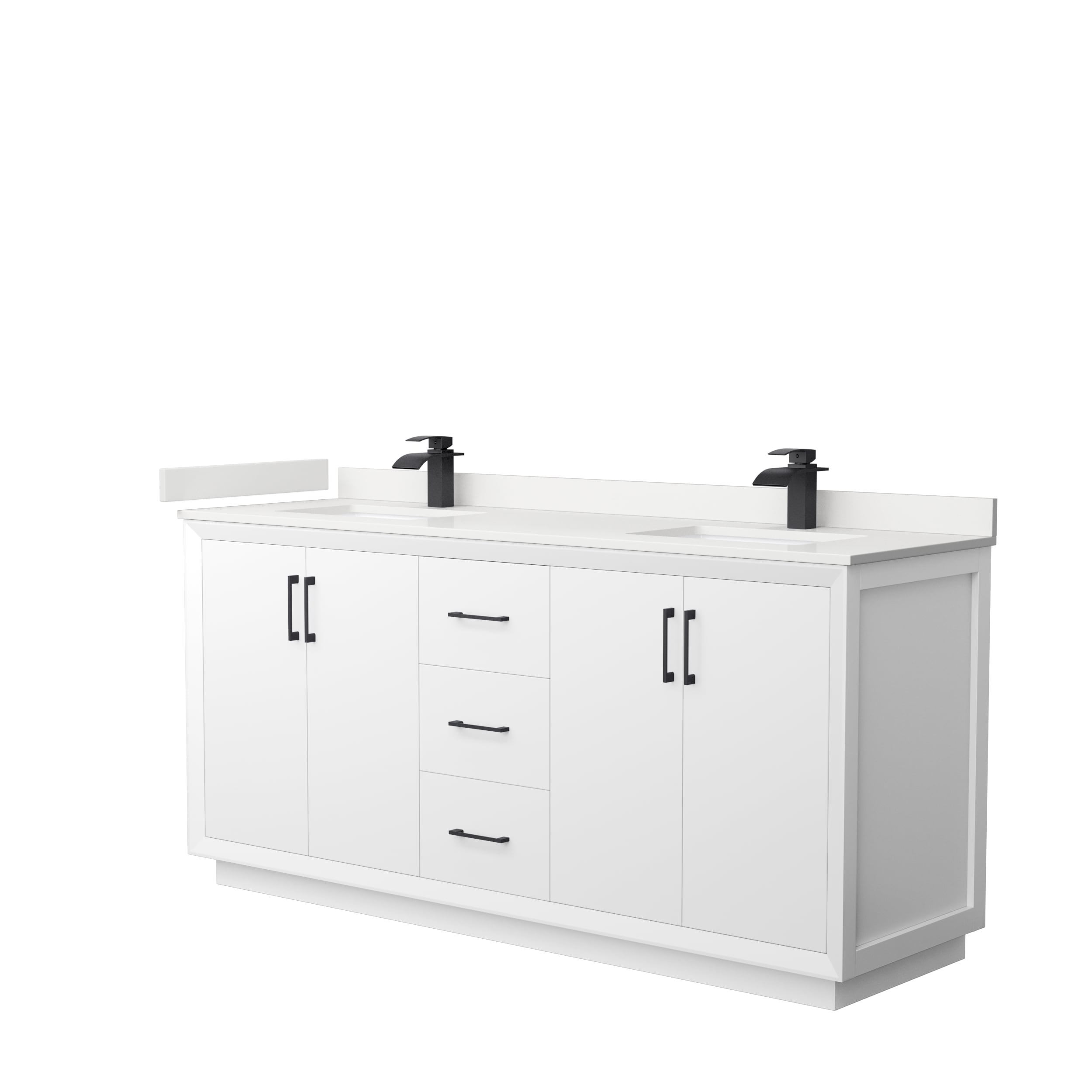 Wyndham Collection WCF414172DWBWQUNSMXX Strada 72-in White Undermount Double Sink Bathroom Vanity with White Quartz Top