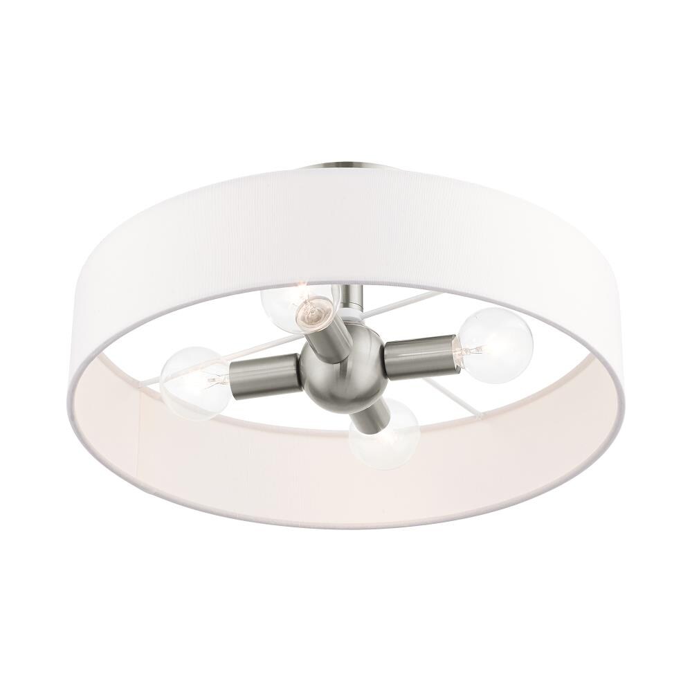Venlo Brushed Nickel 4-Light Drum Semi-Flush Mount with Off-White Shade
