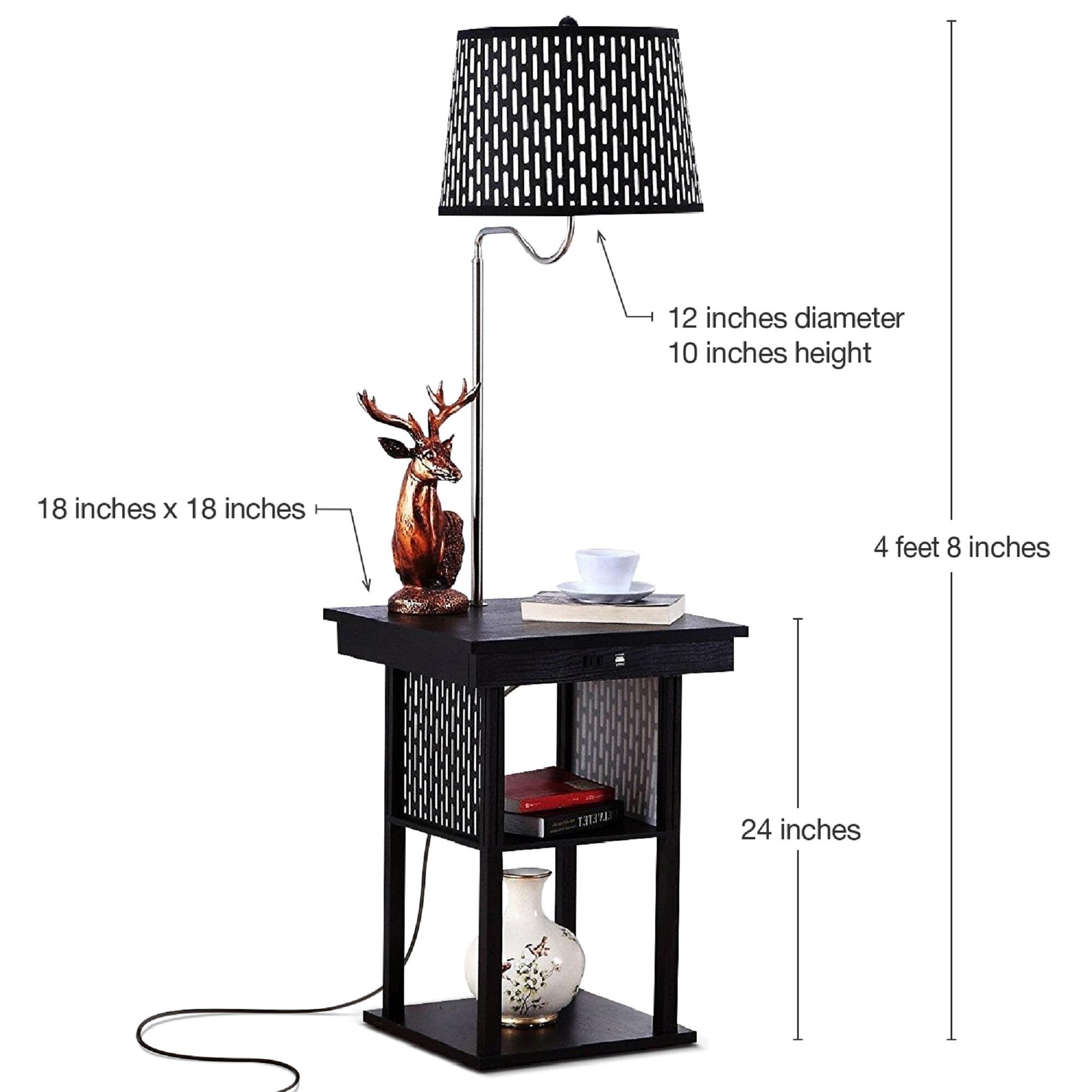 Black Adjustable Kids Shelf with Built-In Lamp and USB
