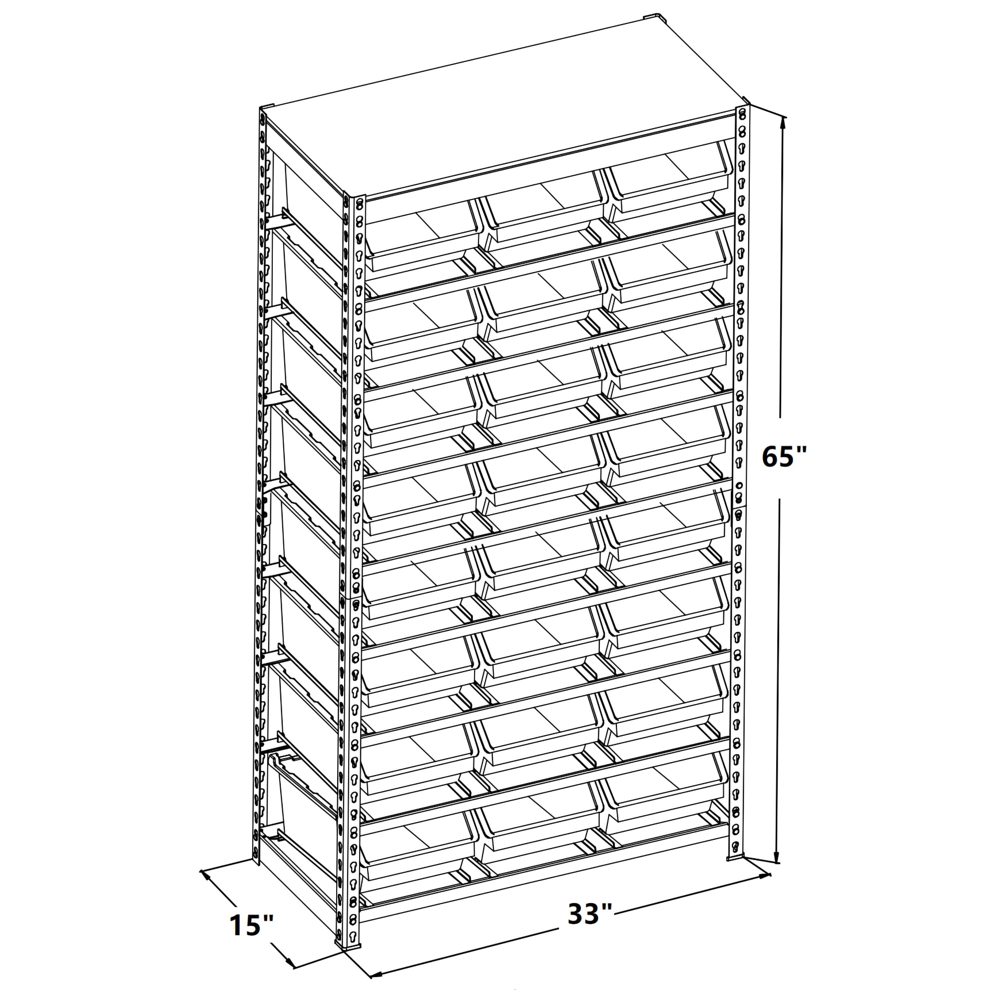 King's Rack Bin Rack Storage System Heavy Duty Steel Rack Organizer Shelving Unit w/ 16 Plastic Bins in 6 Tiers, Gray GT0939