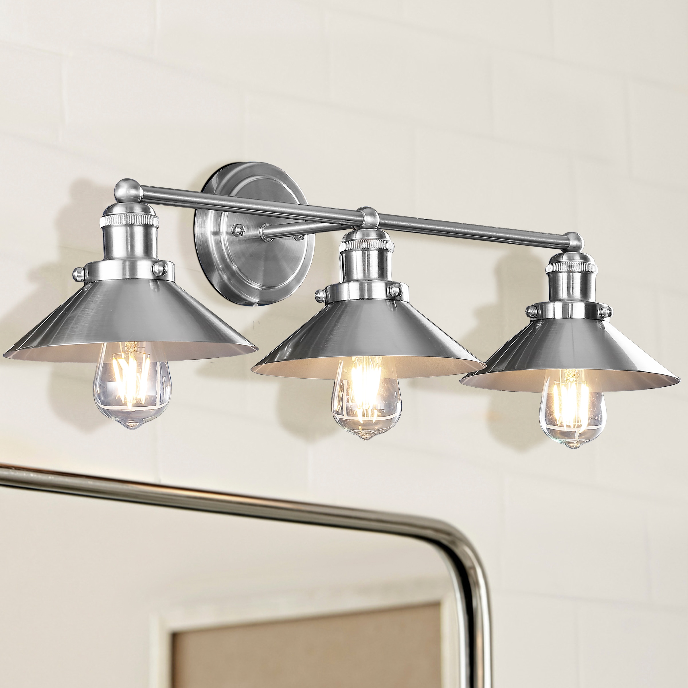 JONATHAN  Y JYL7428B July Metal Transitional 26.5-in 3 -Light Brushed Nickel Modern/contemporary Vanity light