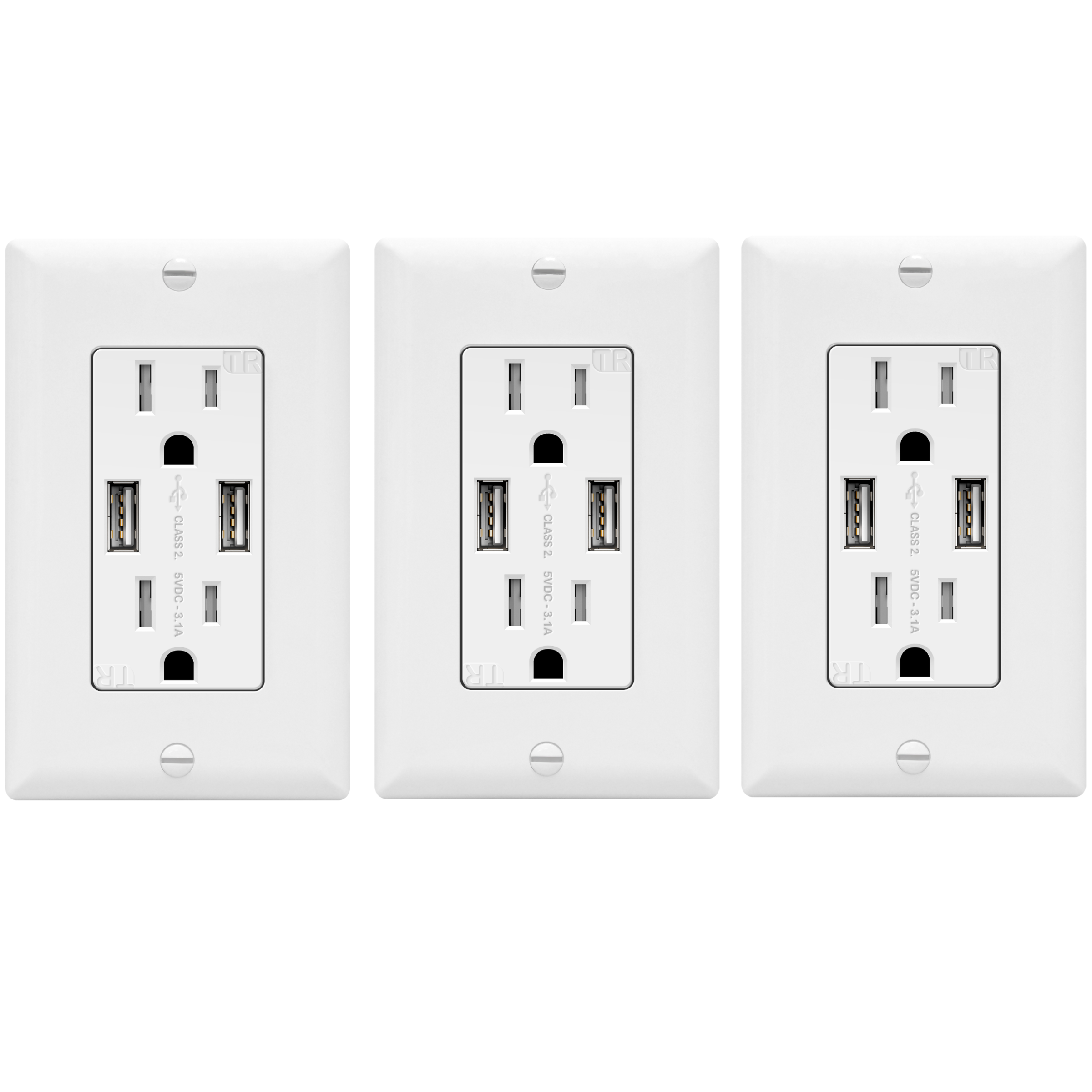 Dual USB Port Electric Outlet Panel Plate 5-hole Wall Charger Dock Socket Power 