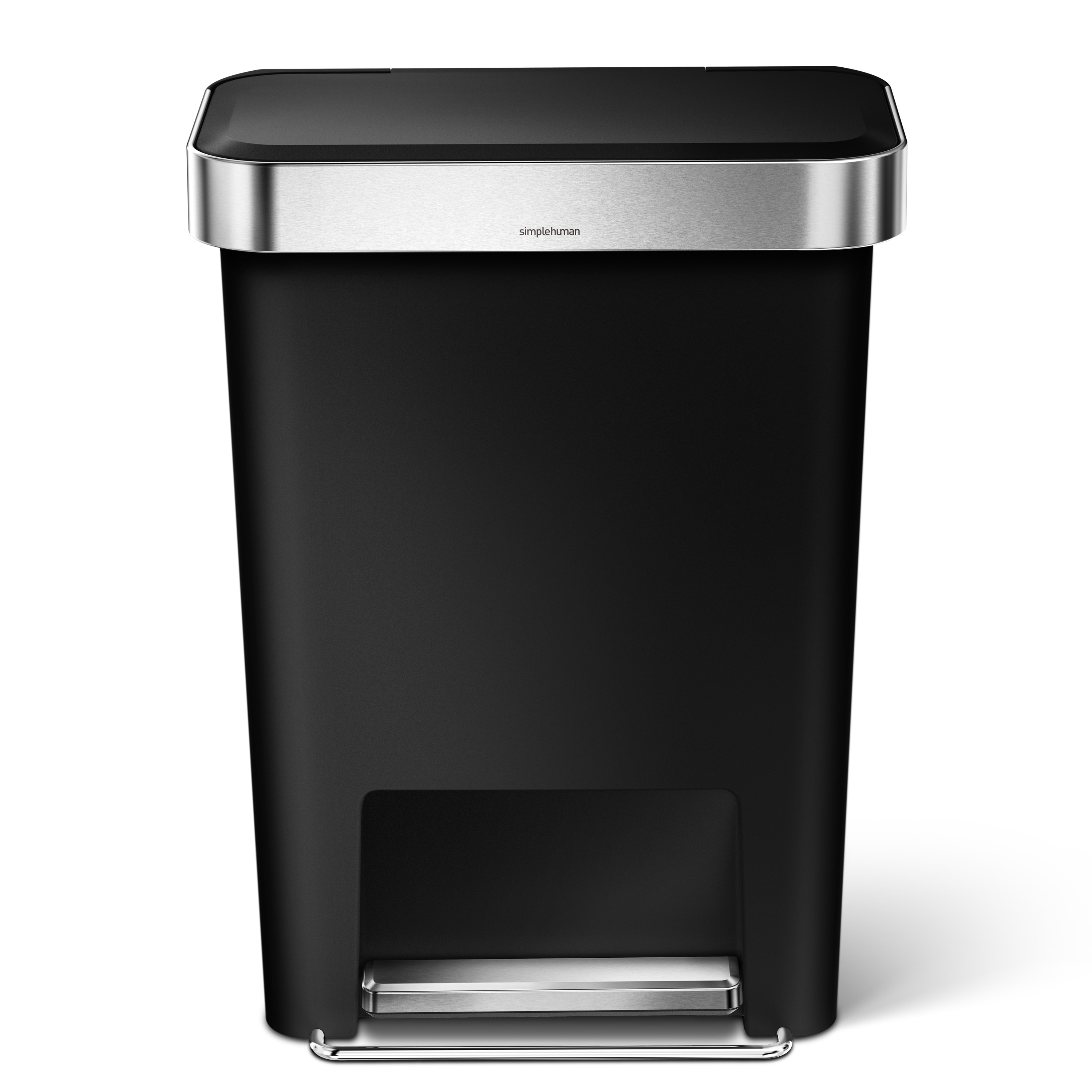 simplehuman 11.89-Gallons Black Plastic Kitchen Trash Can with Lid Outdoor  in the Trash Cans department at