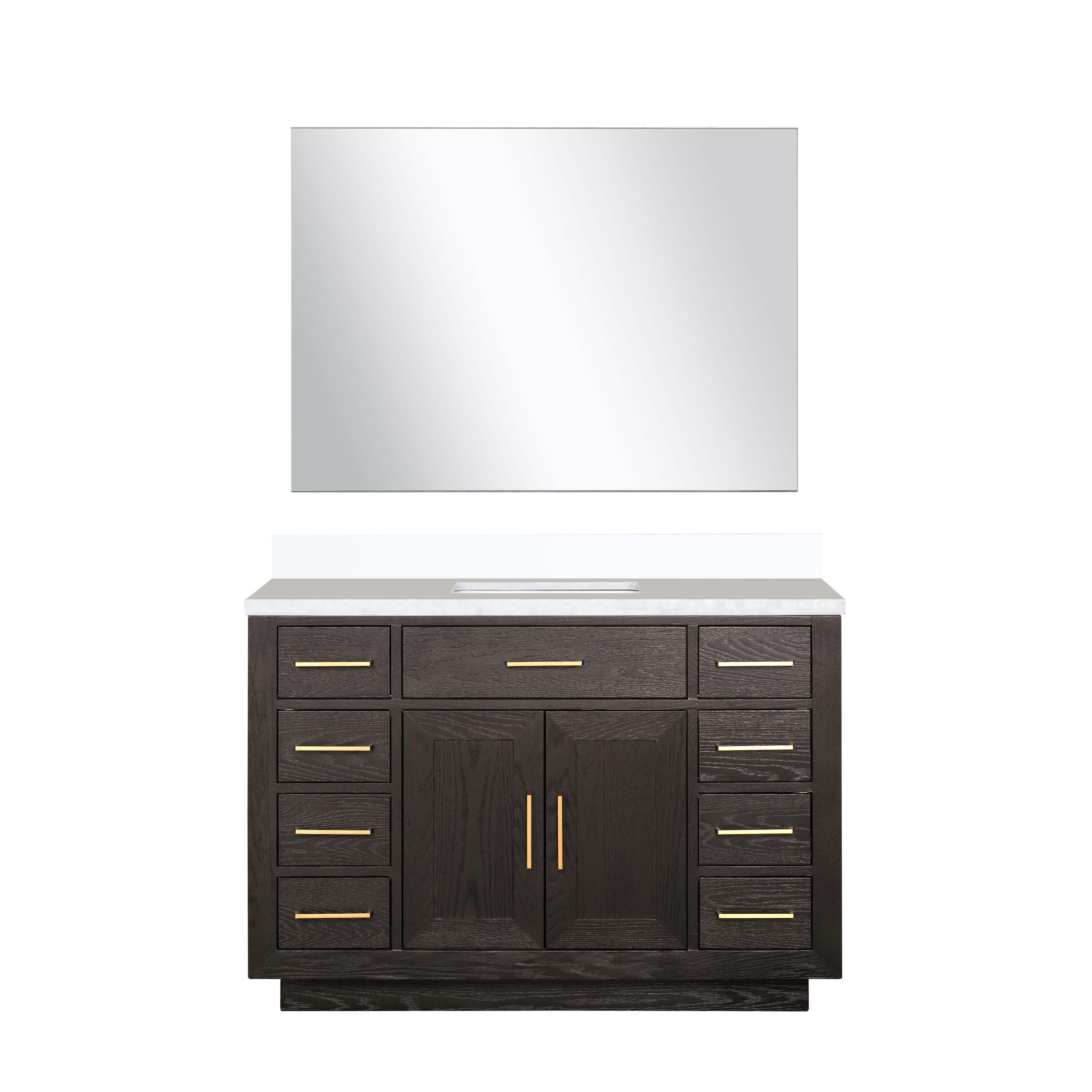 Lexora LVGI48SK310 Gilroy 48-in Brown Oak Single Sink Bathroom Vanity with White Cultured Marble Top (Mirror Included)