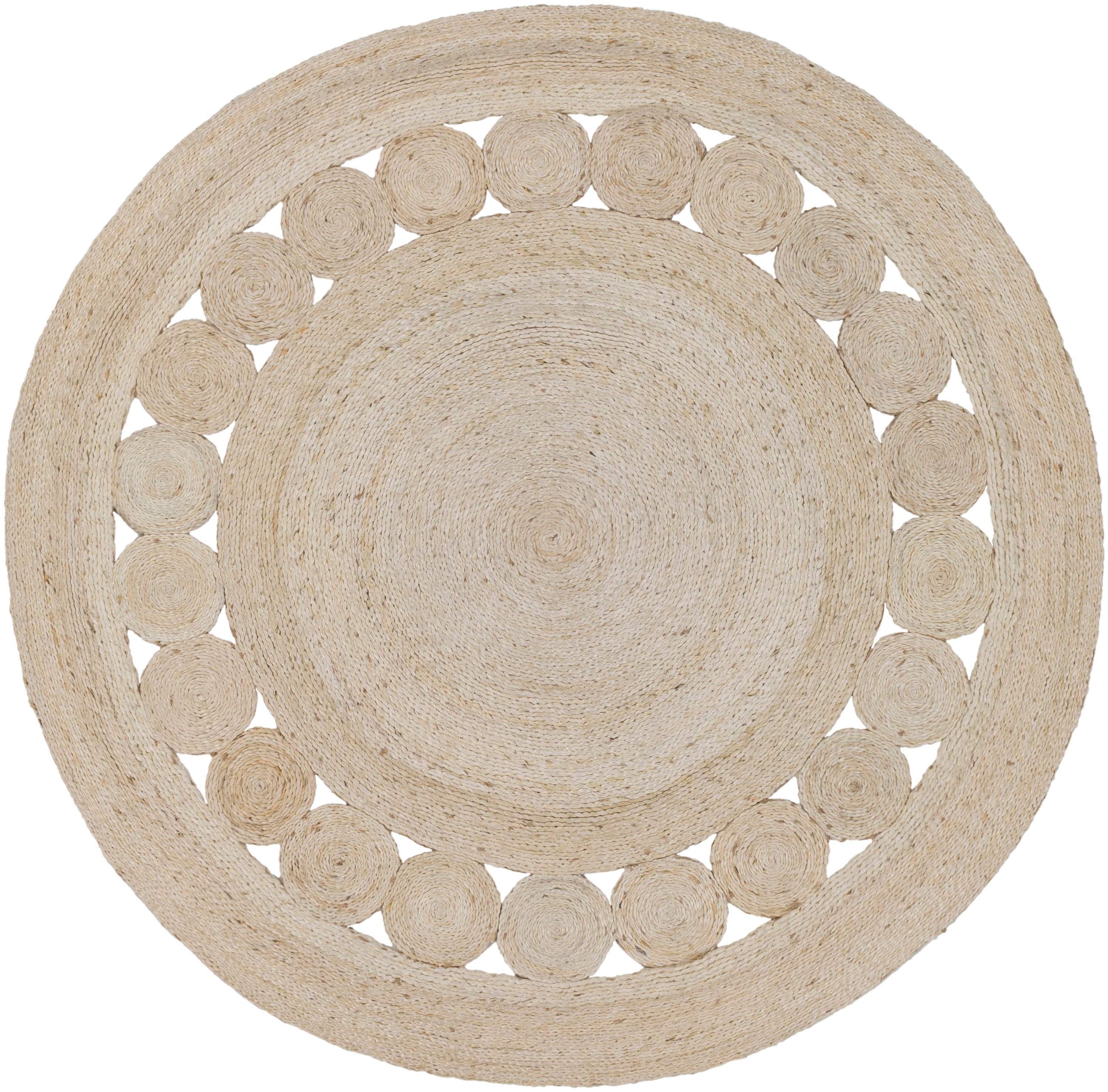 Surya Sundaze 3 X 3 (ft) Jute Beige Round Indoor Solid Area Rug in the ...